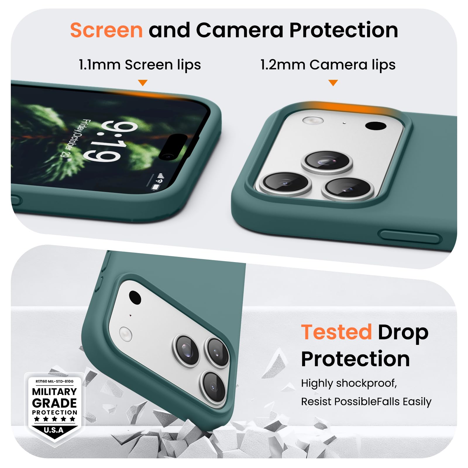 For Iphone 17 Pro Max Case,Shockproof Liquid Silicone Protective Phone Case With