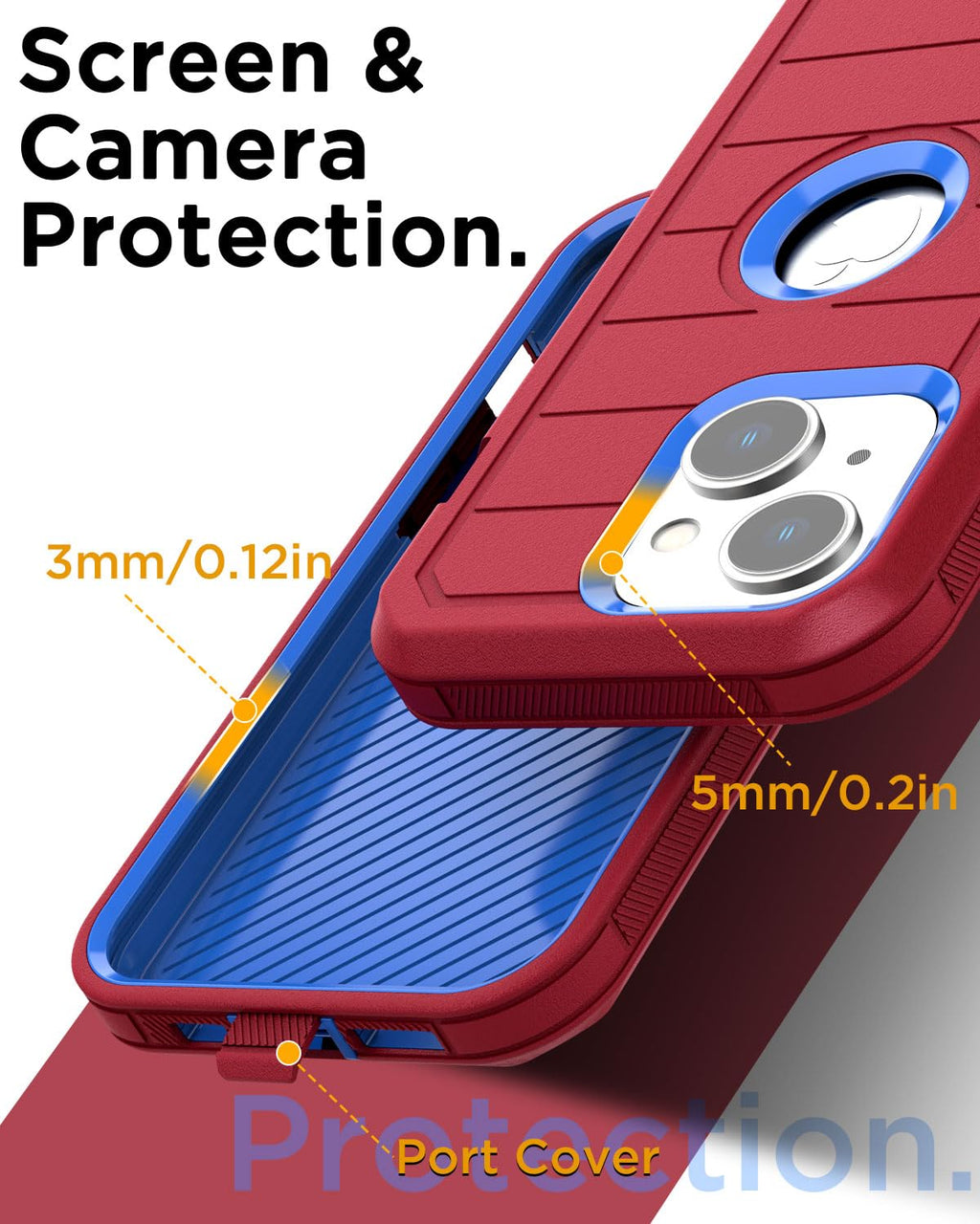 for iPhone 14/13 Case,Heavy Duty Drop Protection Full Body Rugged Shockproof/Dro
