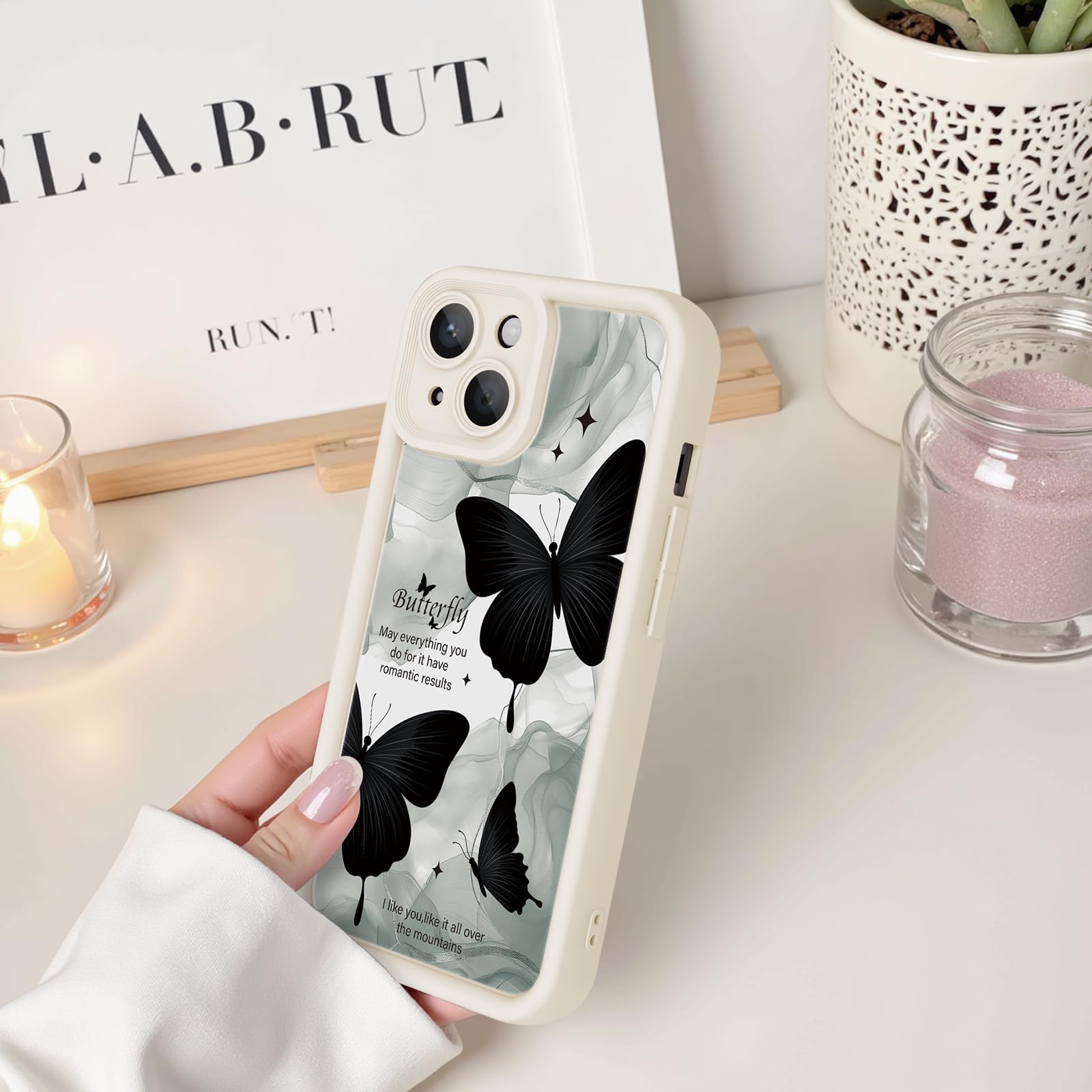 iPhone 14 Case, Creative Butterfly Pattern Design for Girl Women, Soft Silic