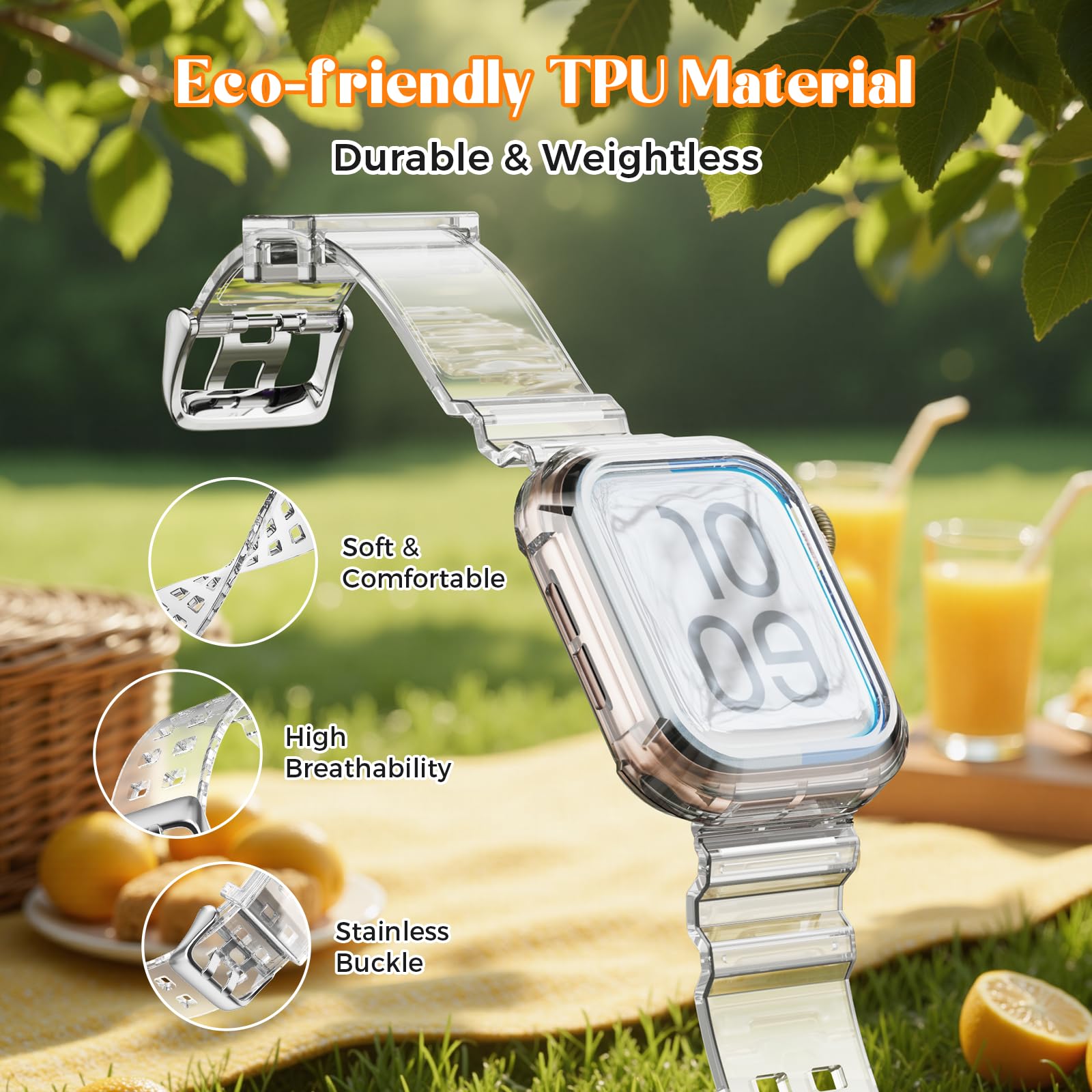 Band for Apple Watch 38mm 40mm 41mm Jelly Crystal Bumper Case Band for Wom