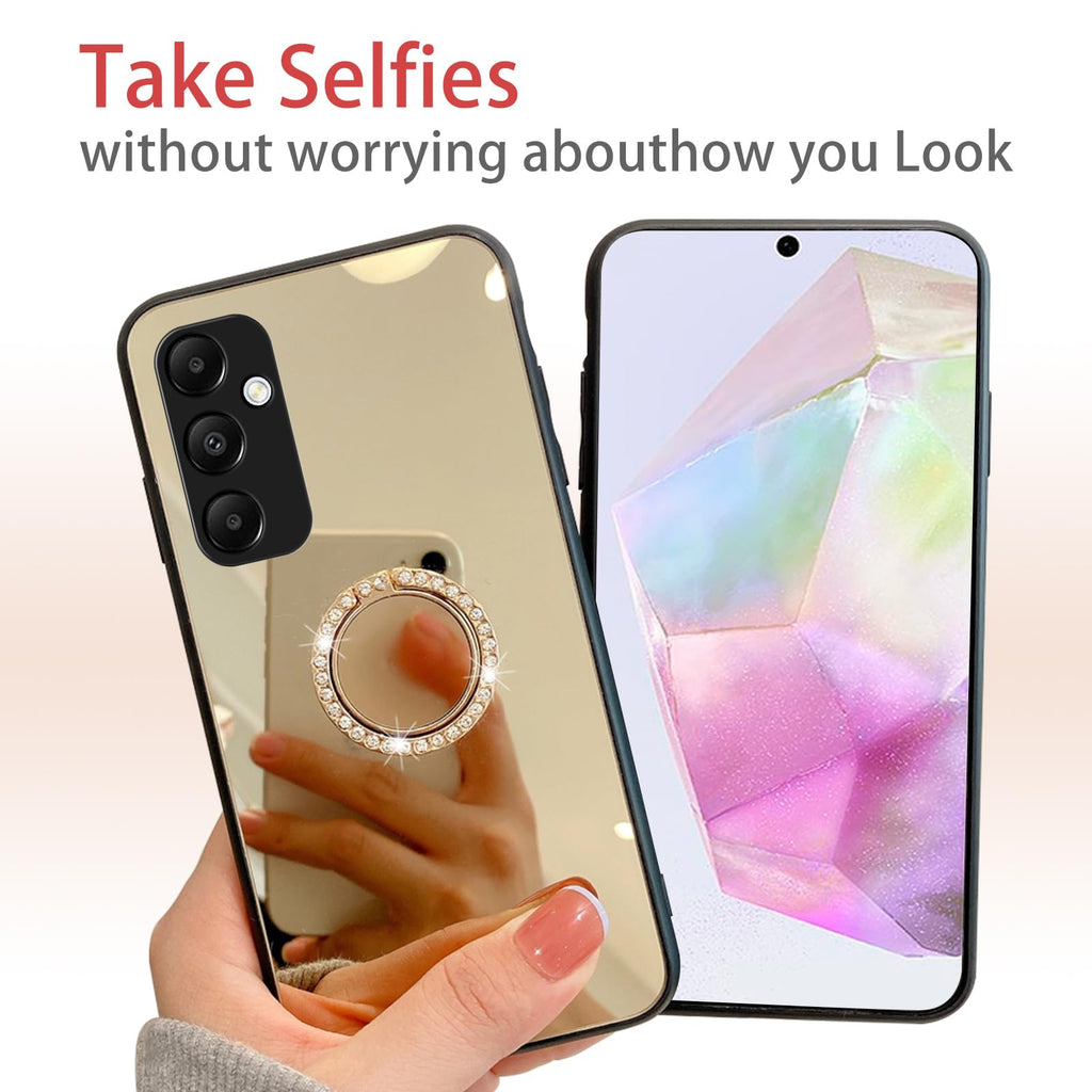 Galaxy A35-5G Case, A35 5G Phone Case for Girls Women Mirror Make up Lux