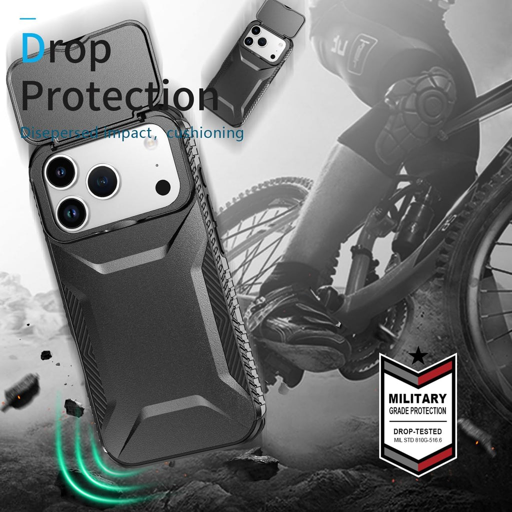 For Iphone 17 Pro Cases With Slide Camera Cover, Military Grade Non-Slip Heavy D
