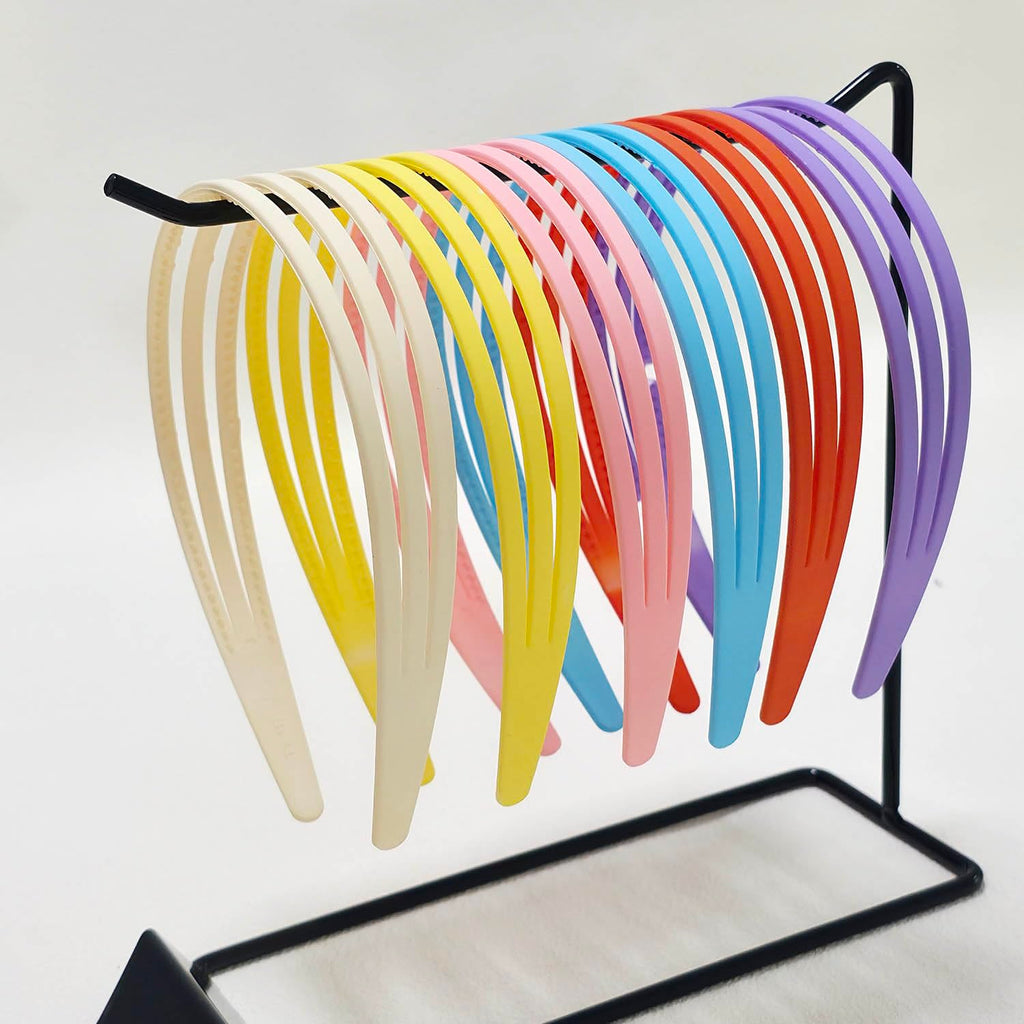 6pcs Colorful Plastic Headbands Set for Girls Women, thin Hairband with inner te