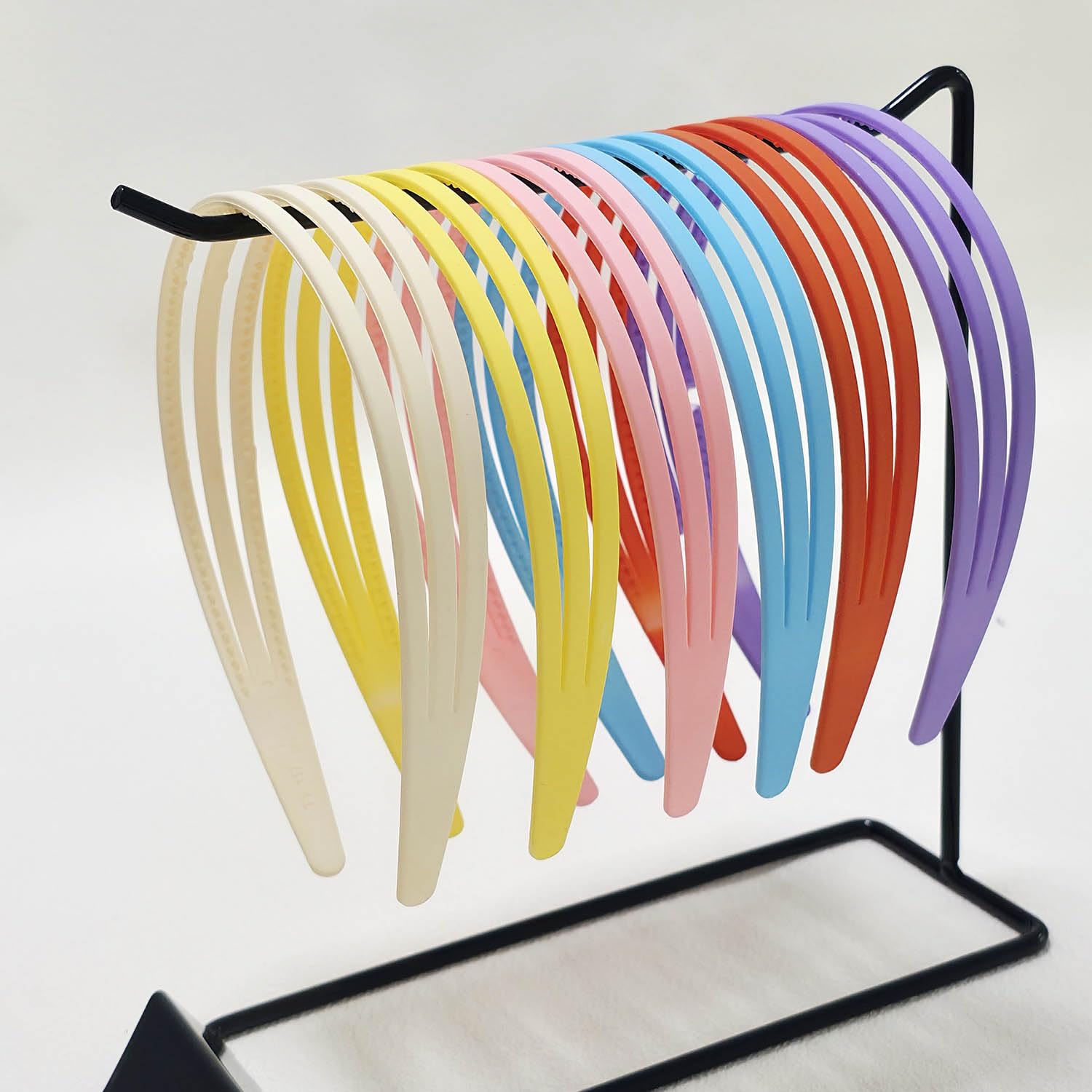 6pcs Colorful Plastic Headbands Set for Girls Women, thin Hairband with inner te