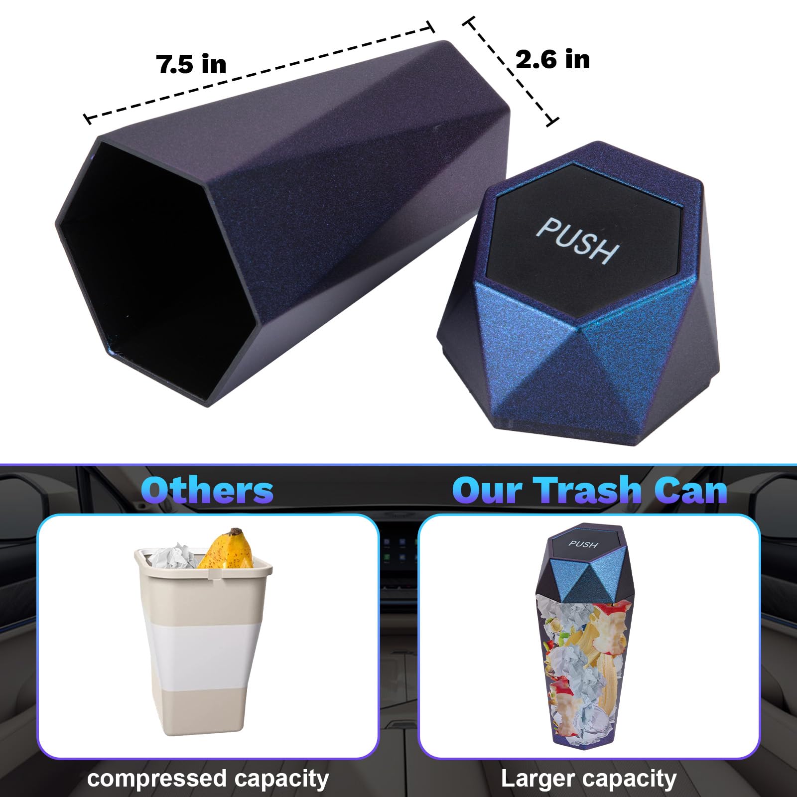 Trash Can, Car Trash Bin With Lid, Car Accessories For Women Interior, Car Garba