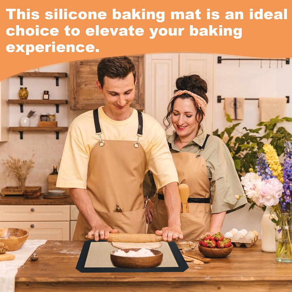 Baking Mat 2 Pack — 11.8"x8.3" Reusable Non-Stick Food-Safe Oven Sheet for Cooki