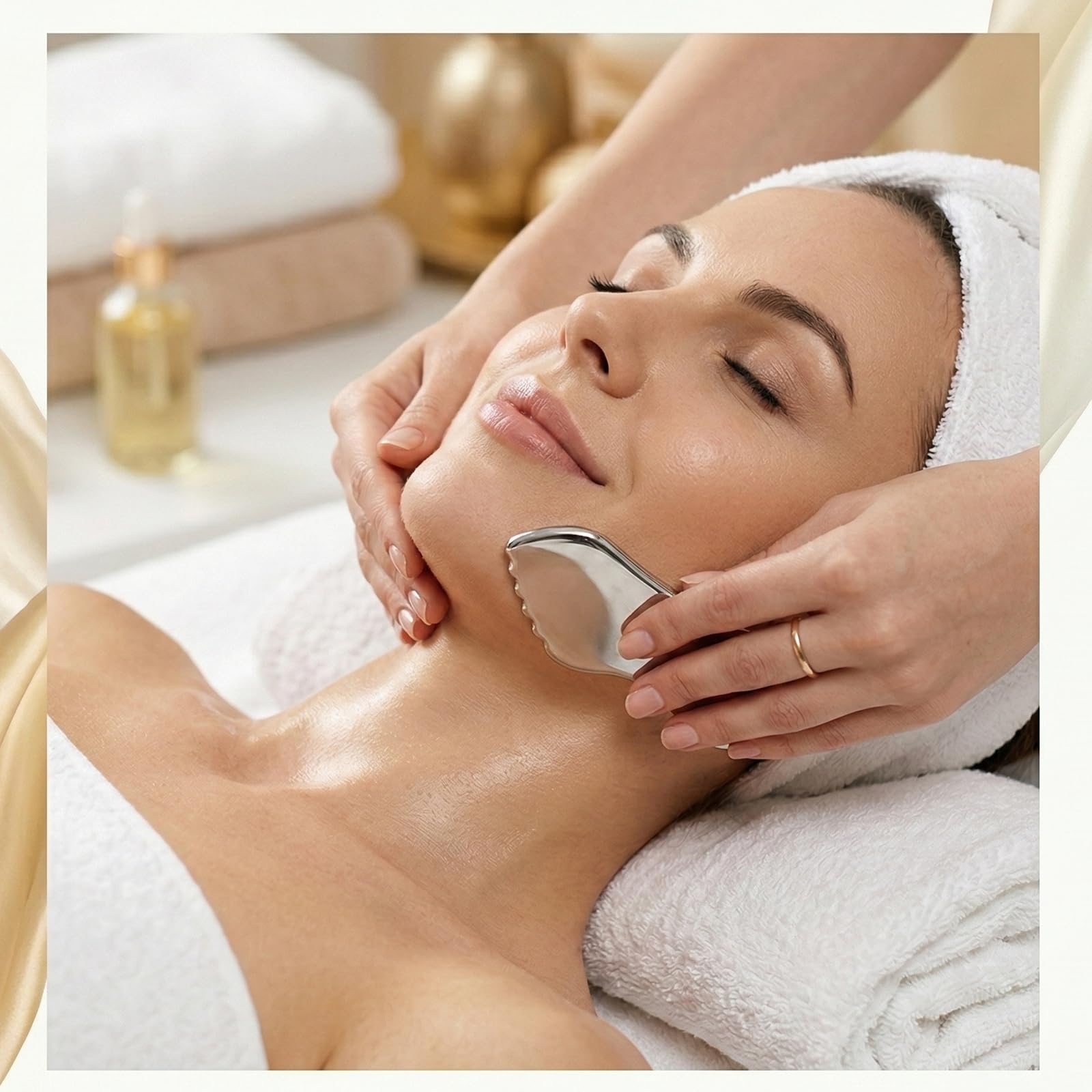 Steel Gua Sha Facial Tools 2 Pack — Face & Body Skin Massage Sculpting Tools, Gi