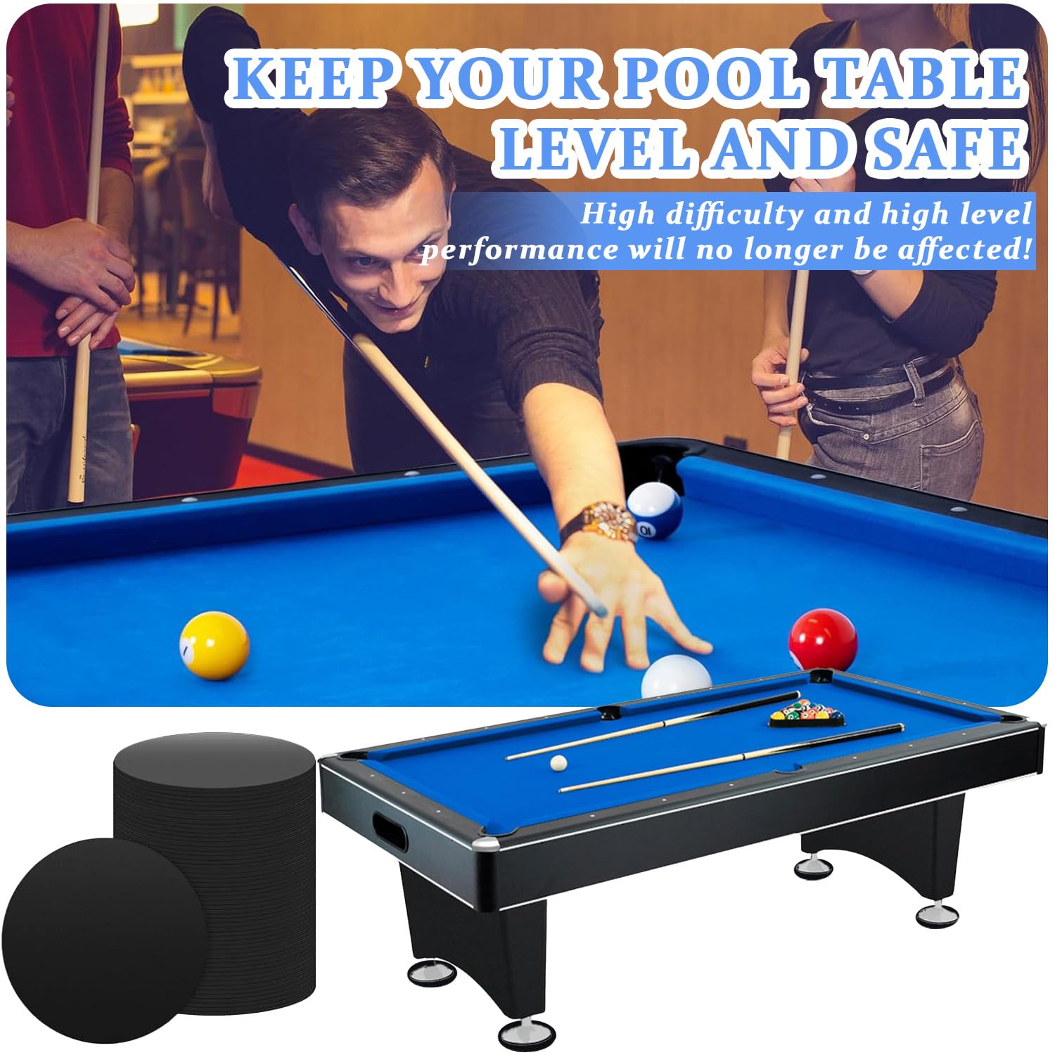 30 Pcs Billiard Pool Table Leg Shims, 3" Diameter Rubber Pool Table Leveling Kit