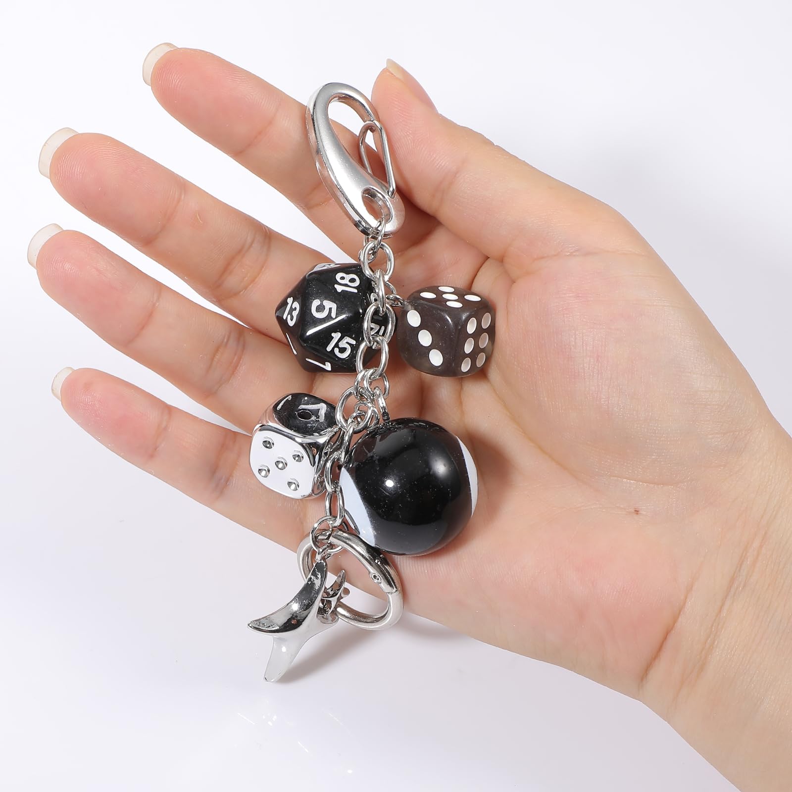 8 Ball Dice Charm Keychain Billiard Ball Star Bags Charms Y2K Aesthetic Keychain