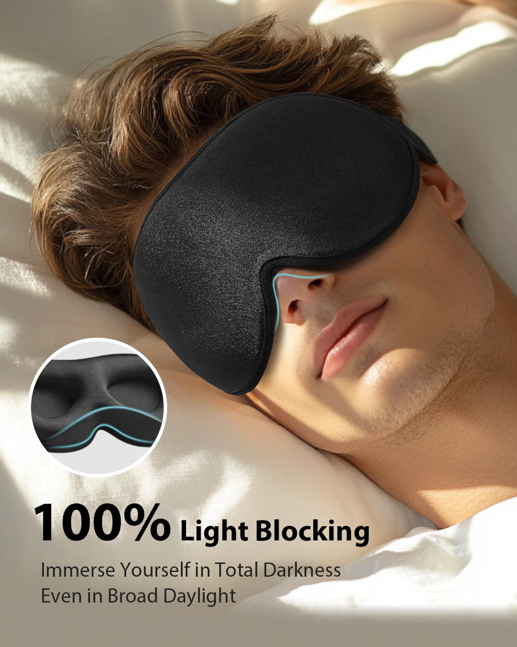 Sleep Mask - 100% Blackout Eye Mask for Sleeping for Women Men, 3D Cont
