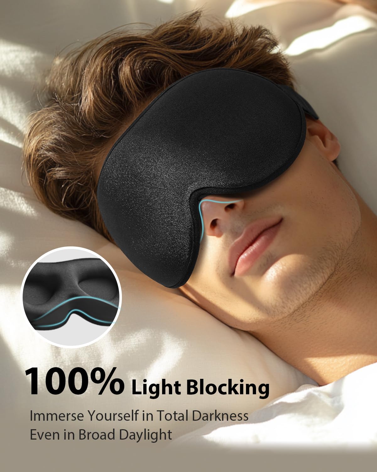 Sleep Mask - 100% Blackout Eye Mask for Sleeping for Women Men, 3D Cont