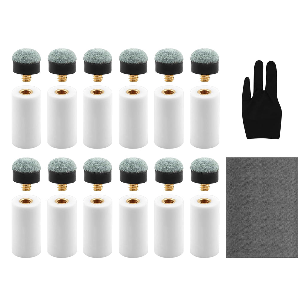 Cue Tips Replacement Kit, 12 Set Screw On Billiard Pool Cue Stick Tips, White an