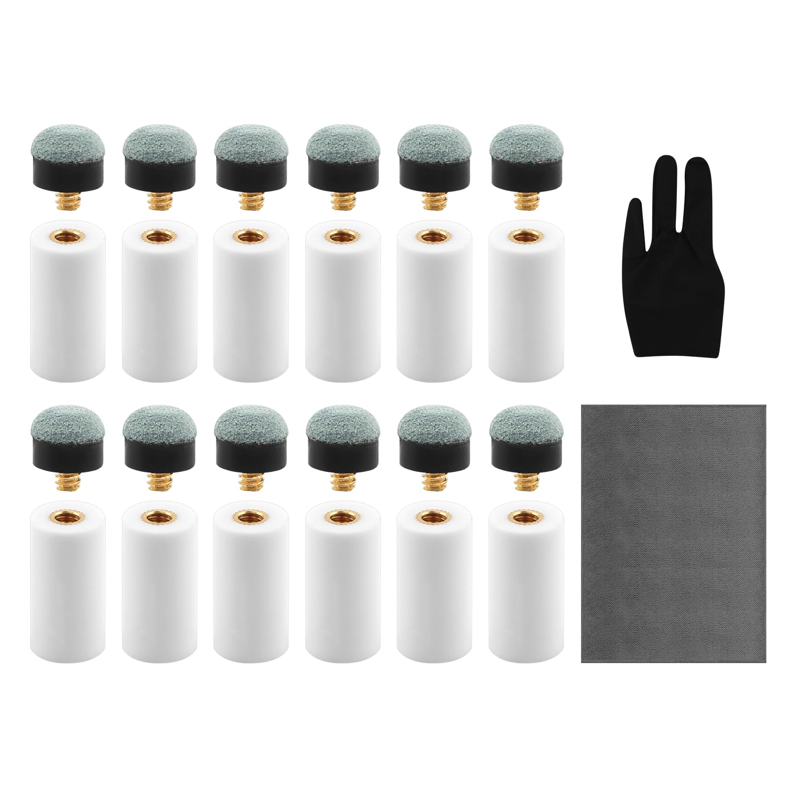 Cue Tips Replacement Kit, 12 Set Screw On Billiard Pool Cue Stick Tips, White an