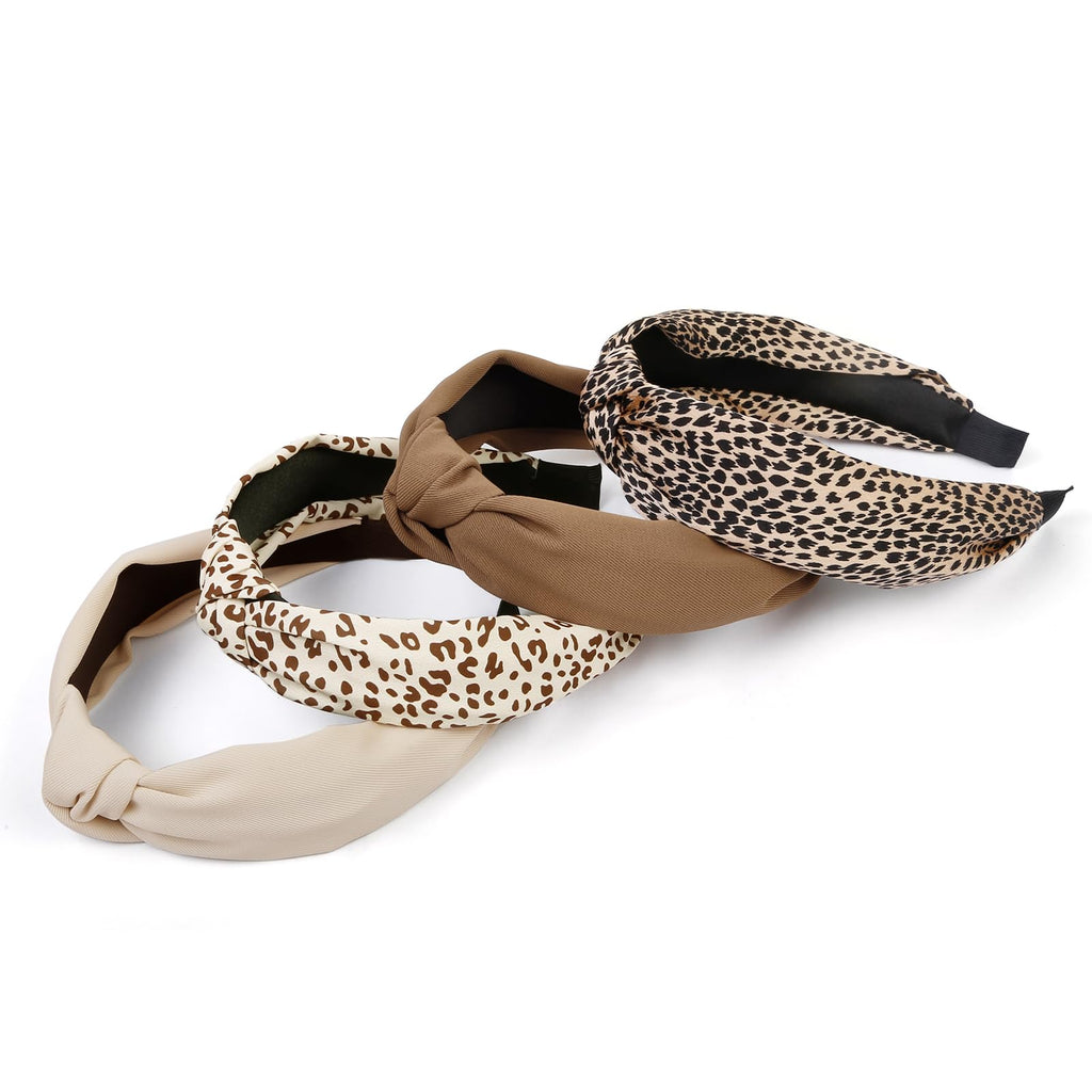 Fashion Hairbands and Hair Hoops: Non-Slip Top Knot Headbands with Leopard Print