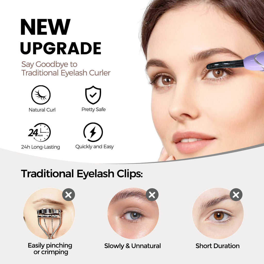 Eyelash Curler S600 Rechargeable — Heats in 8s, 24-Hour Lasting Curl for Natural