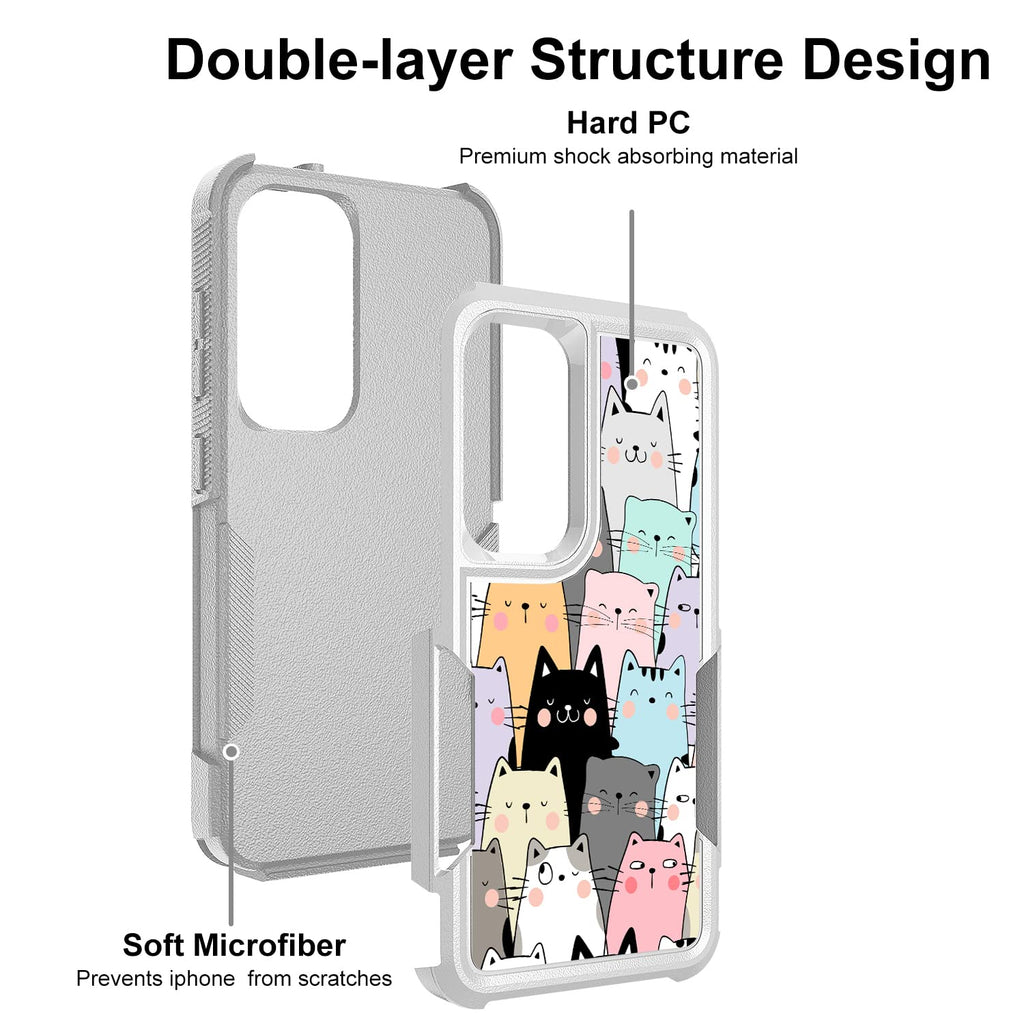 Case for Samsung Galaxy S23, Cute Funny Cats Pattern Shock-Absorption Hard PC an