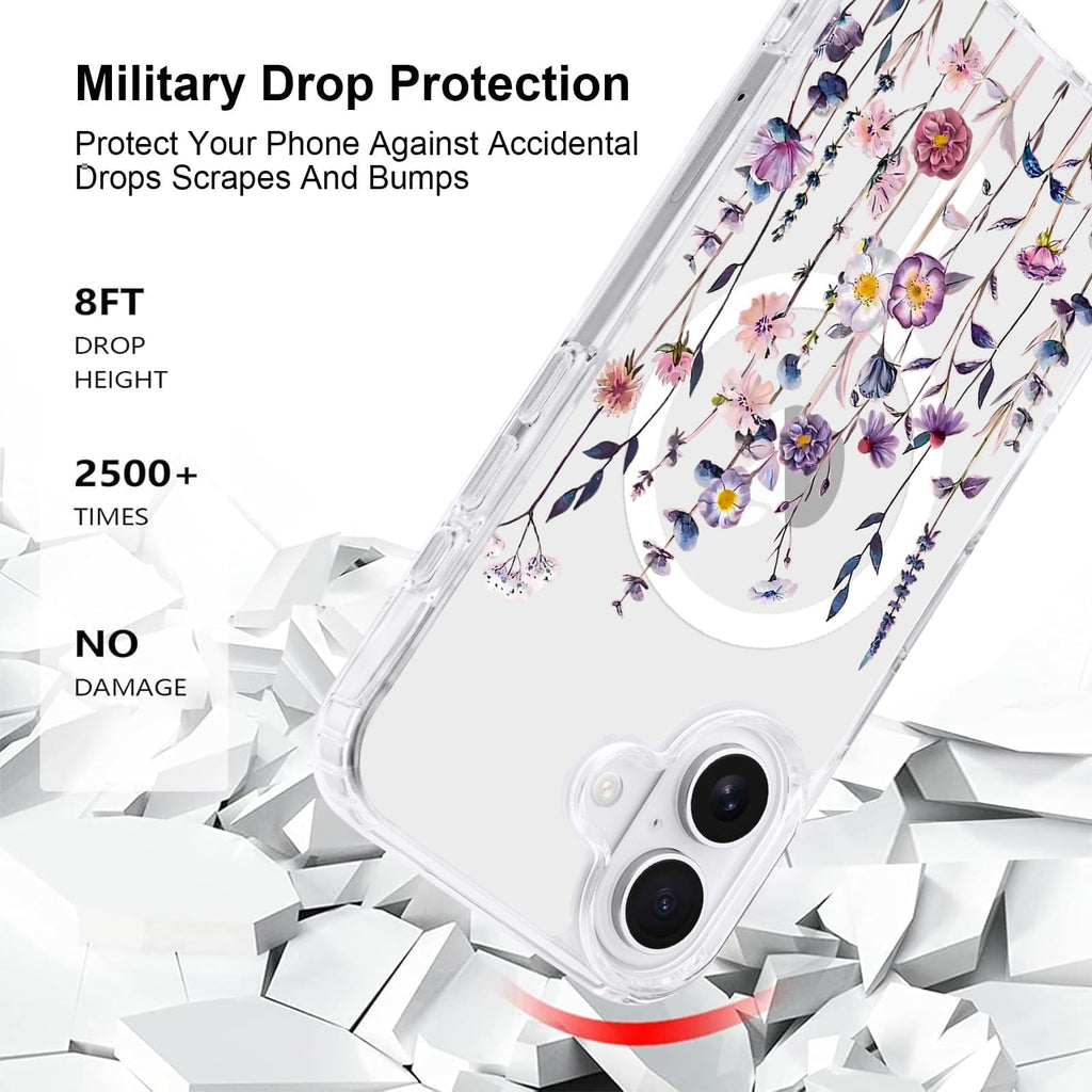iPhone 16 Case [Compatible with Magsafe], Cute Flower Girls Women Clear Case