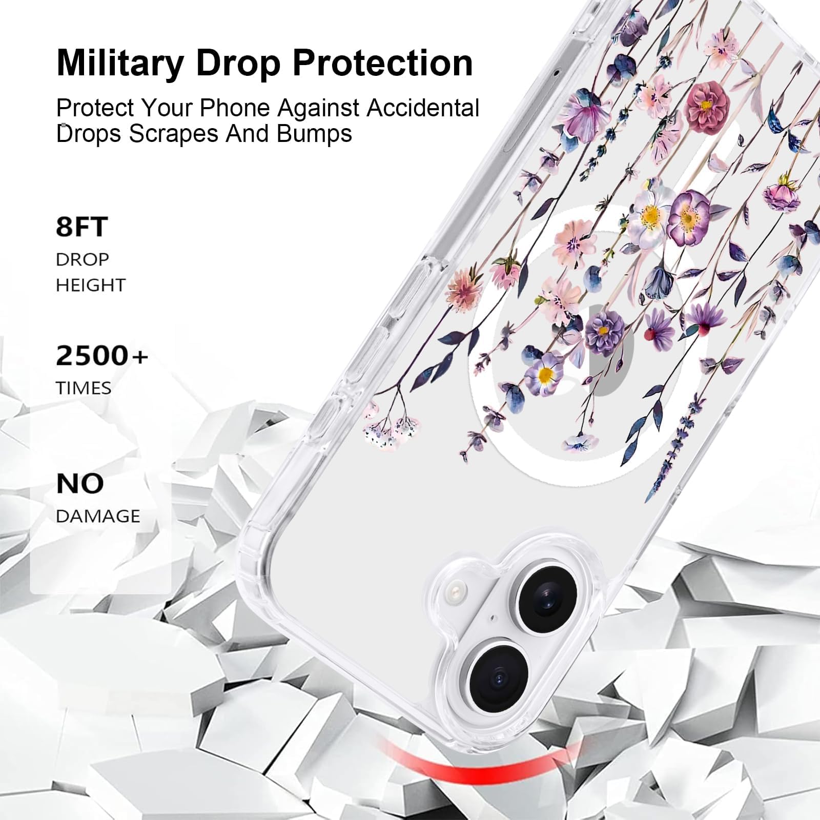 iPhone 16 Case [Compatible with Magsafe], Cute Flower Girls Women Clear Case