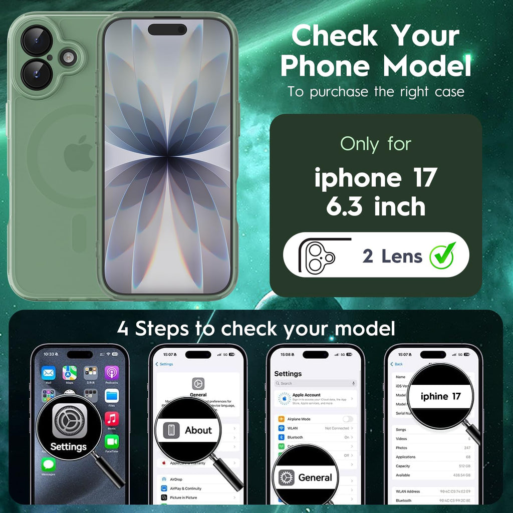 for iPhone 17 Case, Compatible with MagSafe, Shockproof Cover for iPhon