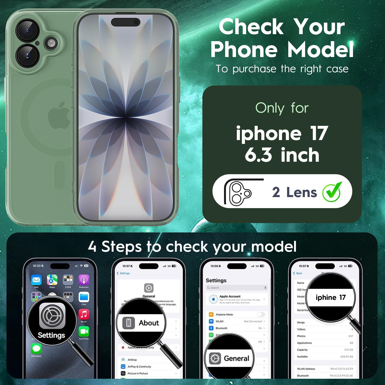 for iPhone 17 Case, Compatible with MagSafe, Shockproof Cover for iPhon