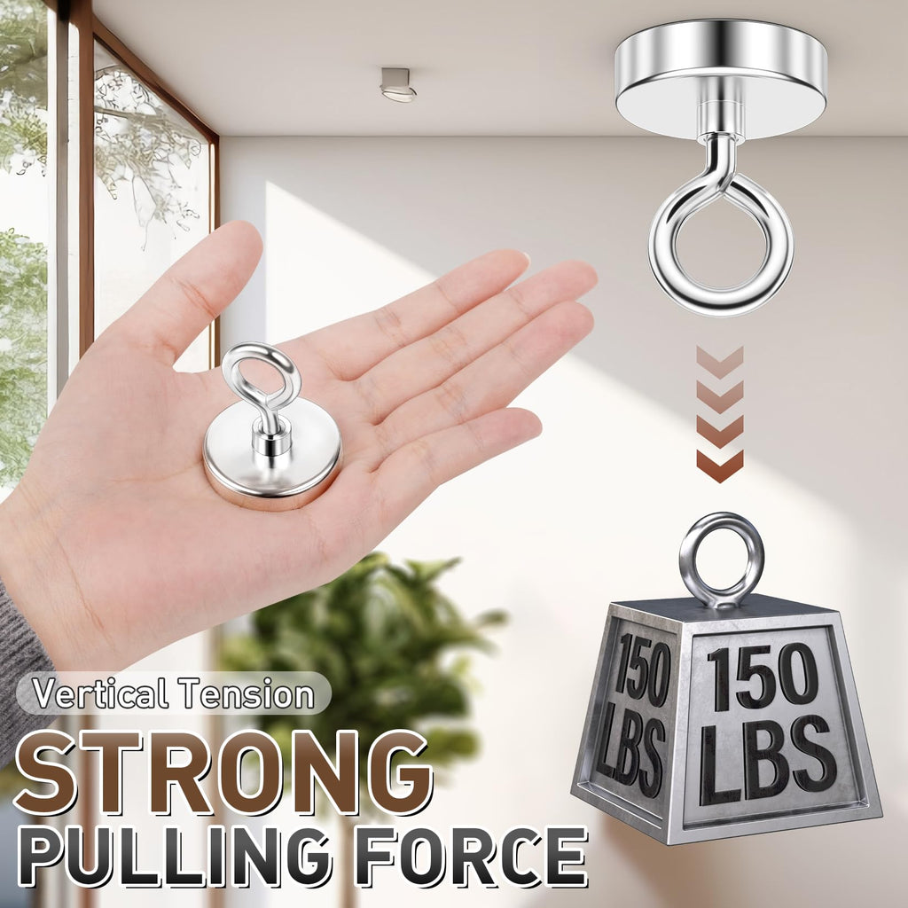 Neodymium Magnets, 150 LBS Strong Magnet with Eyebolt, Fishing Magnet for Hoisti
