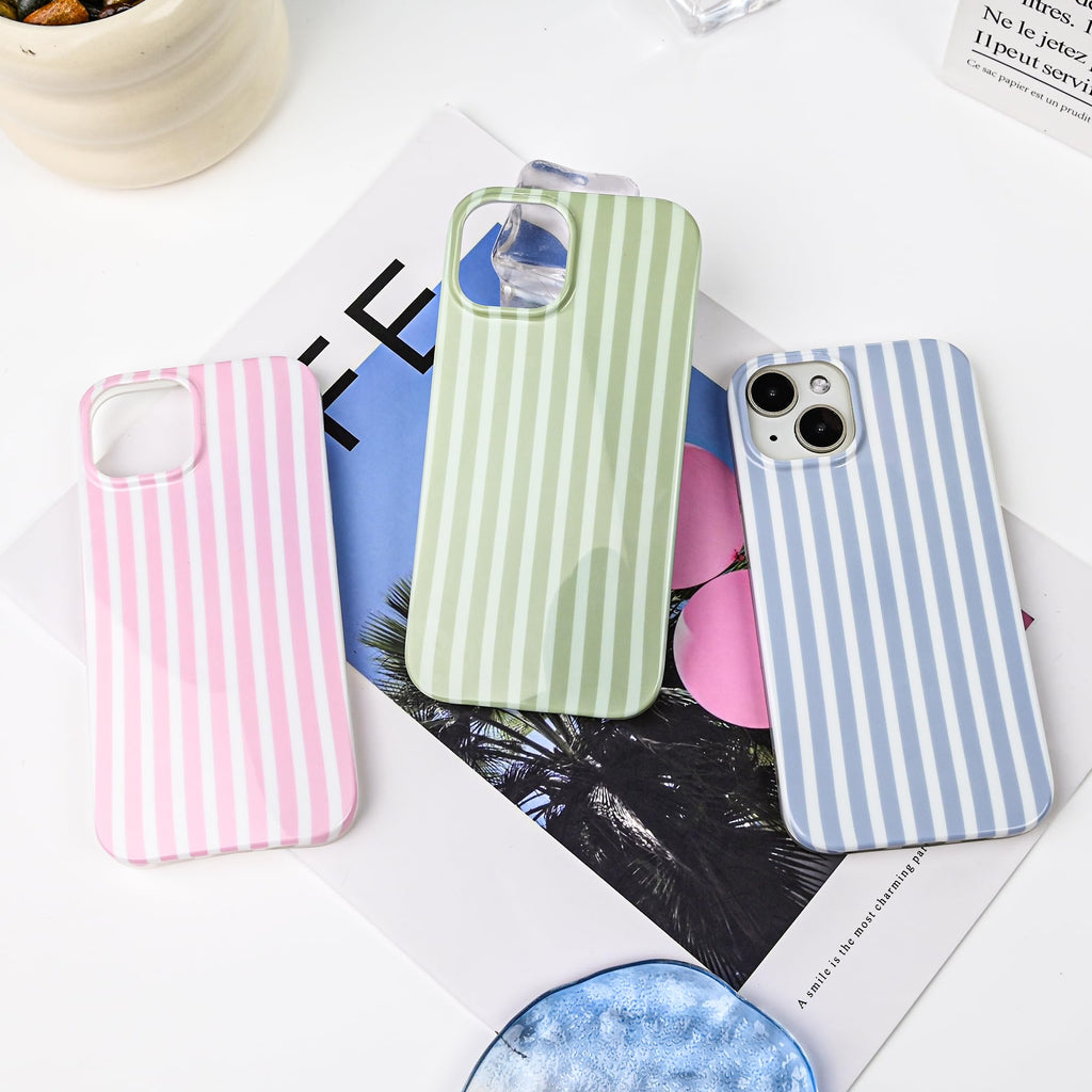 with iPhone 15 Case,Cute Aesthetic Striped Pattern Cover for Women Gi