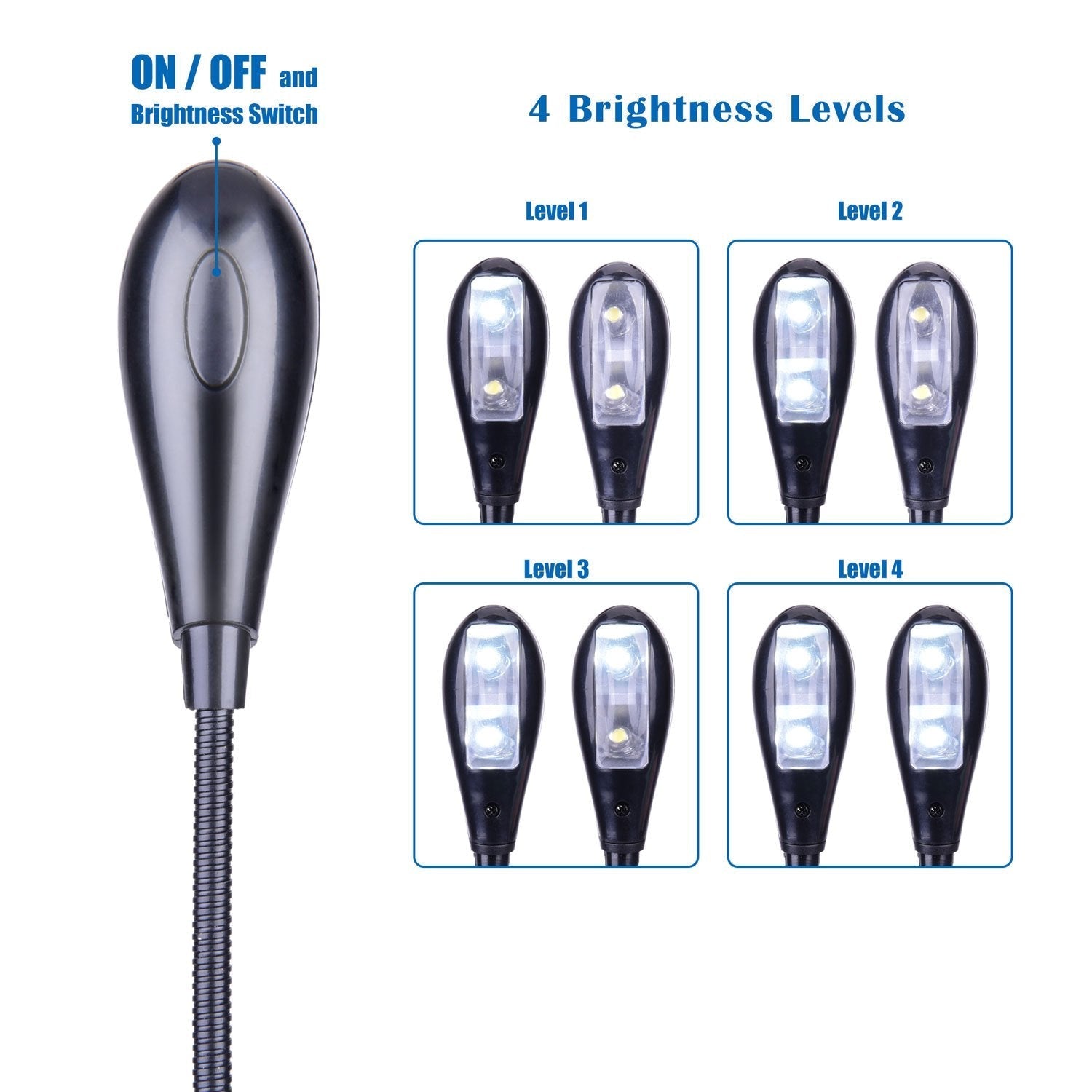 Stand Light, 1/2/4/10 Pack Clip on LED Book Lights, USB and AAA Battery Operated
