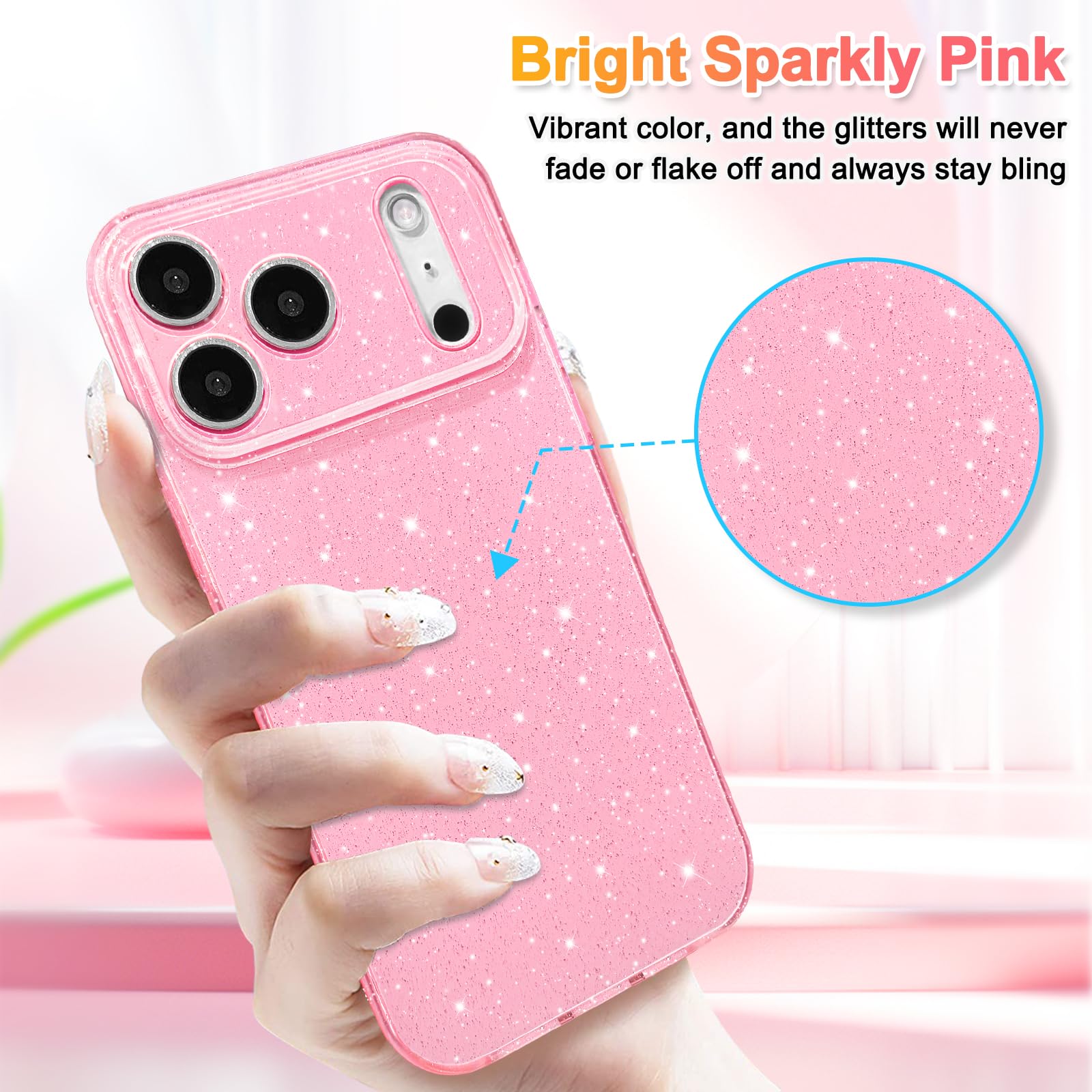 For Iphone 17 Pro Case Glitter Cute Sparkly Shiny Bling Sparkle Phone Cases 6.3"