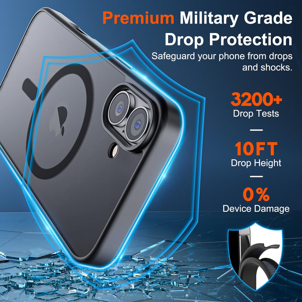 For Iphone 17 Case ( Magsafe)(Military Grade Drop Protection) Translucent Matte