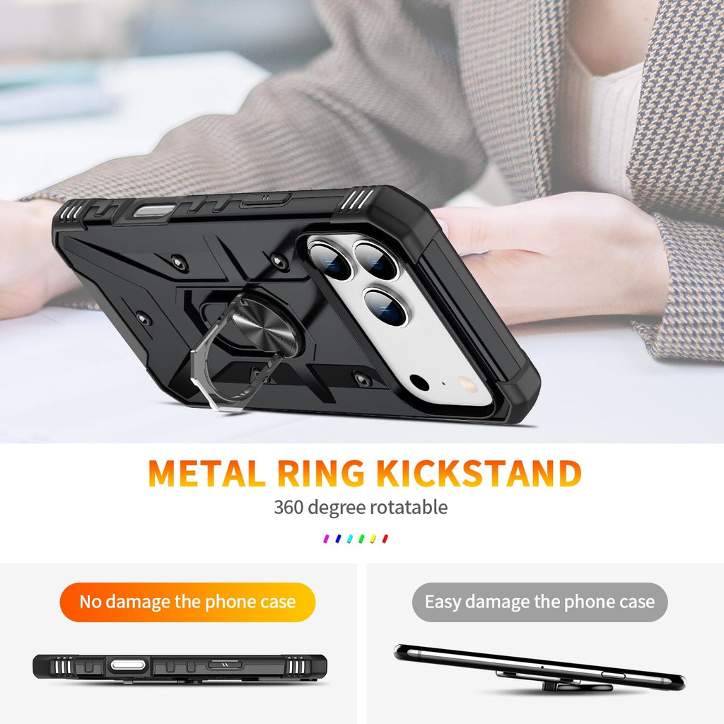 Iphone Case With Kickstand & Heavy-Duty Magnet Car Mount Function, Military Grad
