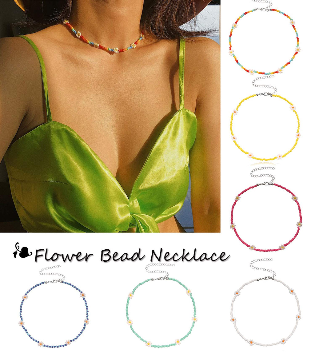 Beaded Choker Necklaces For Women Vsco Boho Handmade Flower Necklace Cherry Cute