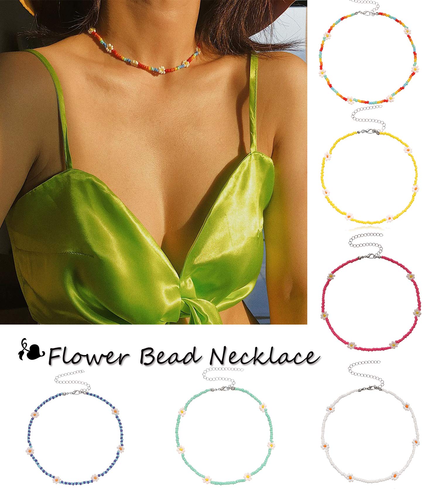 Beaded Choker Necklaces For Women Vsco Boho Handmade Flower Necklace Cherry Cute