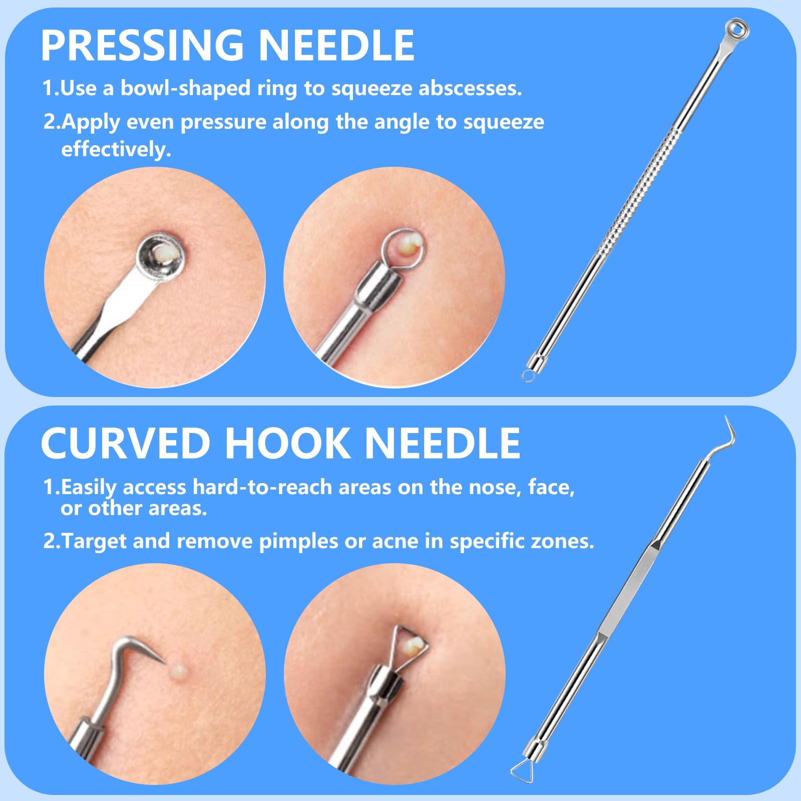 Remover Comedone Extractor Kit 5 Piece — Professional Stainless Steel Pimple & A