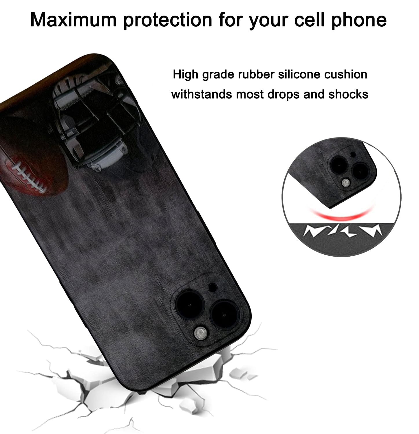 with iPhone 14 Case Sports Cool Funny Rugby Design Shockproof Soft Si