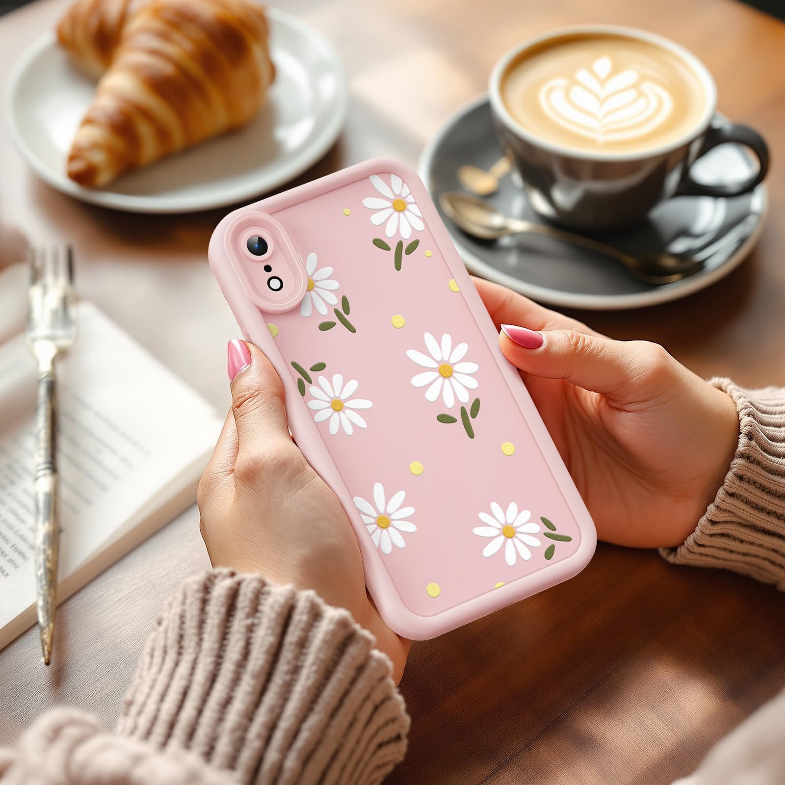 with iPhone XR Case, Creative Flower Pattern Design Girls Women Liqui