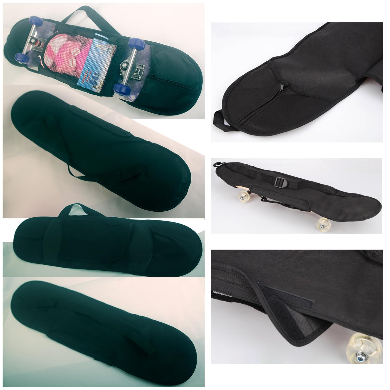 Skateboard Bag Backpack 31'' Slim Foldable Nylon Skate Board Carry Bags with Glo