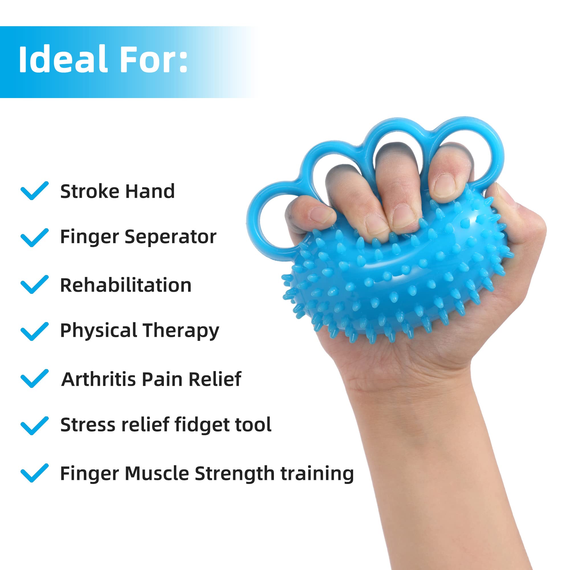 Exercise Ball Finger Therapy Ball - Grip Strengthening, Improve Flexibility, Squ
