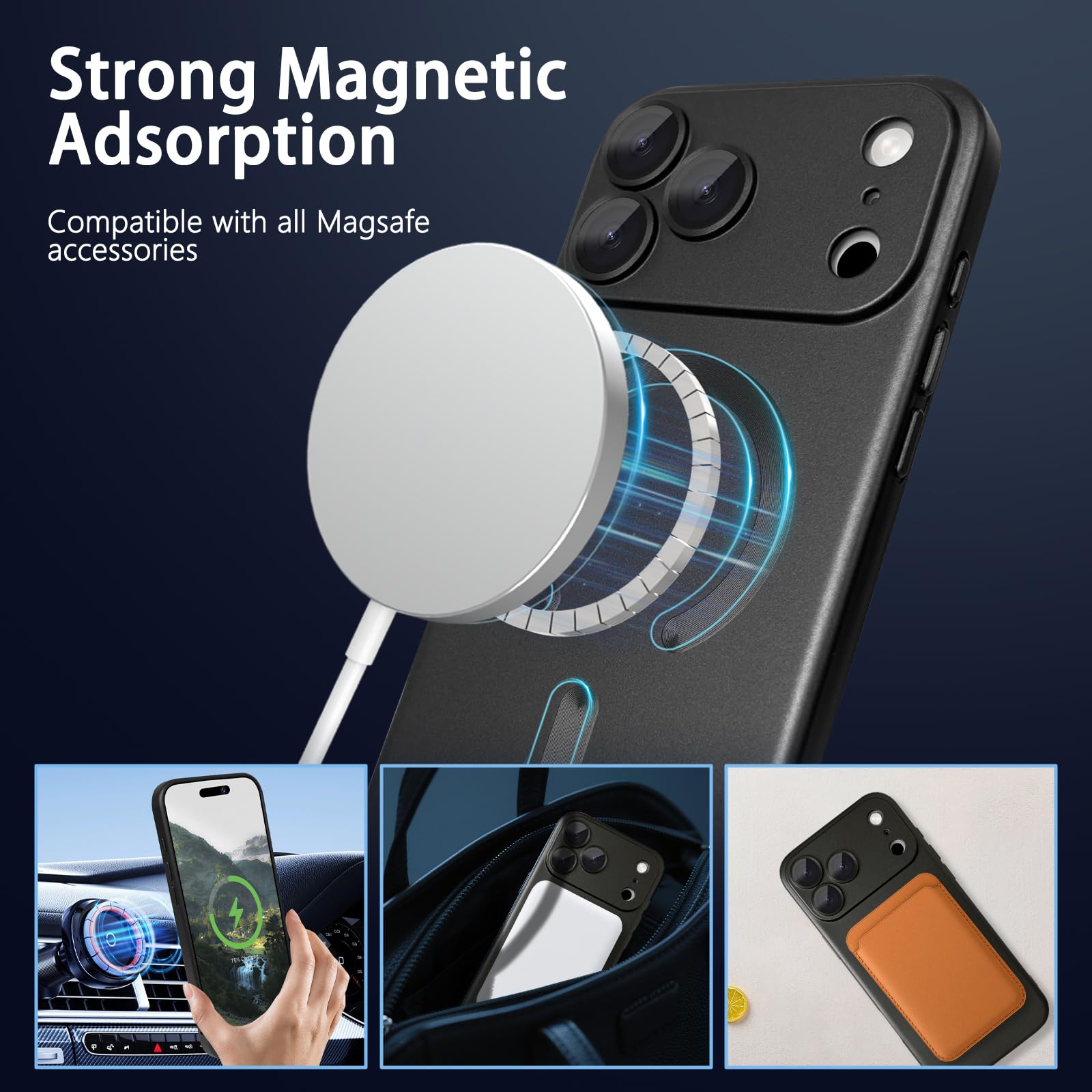 For Iphone 17 Pro Max Case, With Camera Lens Protector, Magnetic, Slim Shockproo