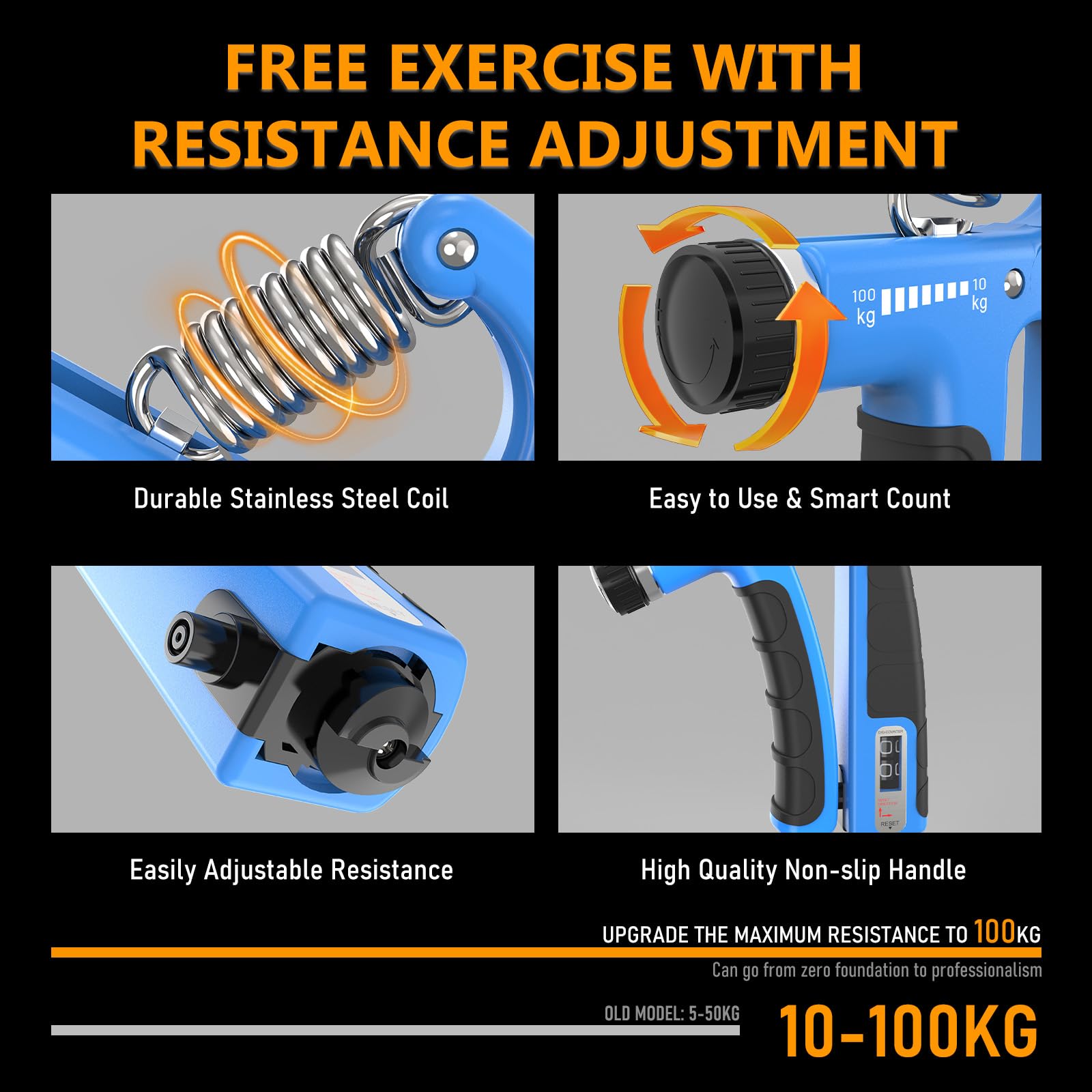 Grip Strength Trainer Kits (5 Pack), Adjustable Resistance Forearm Strengthener,
