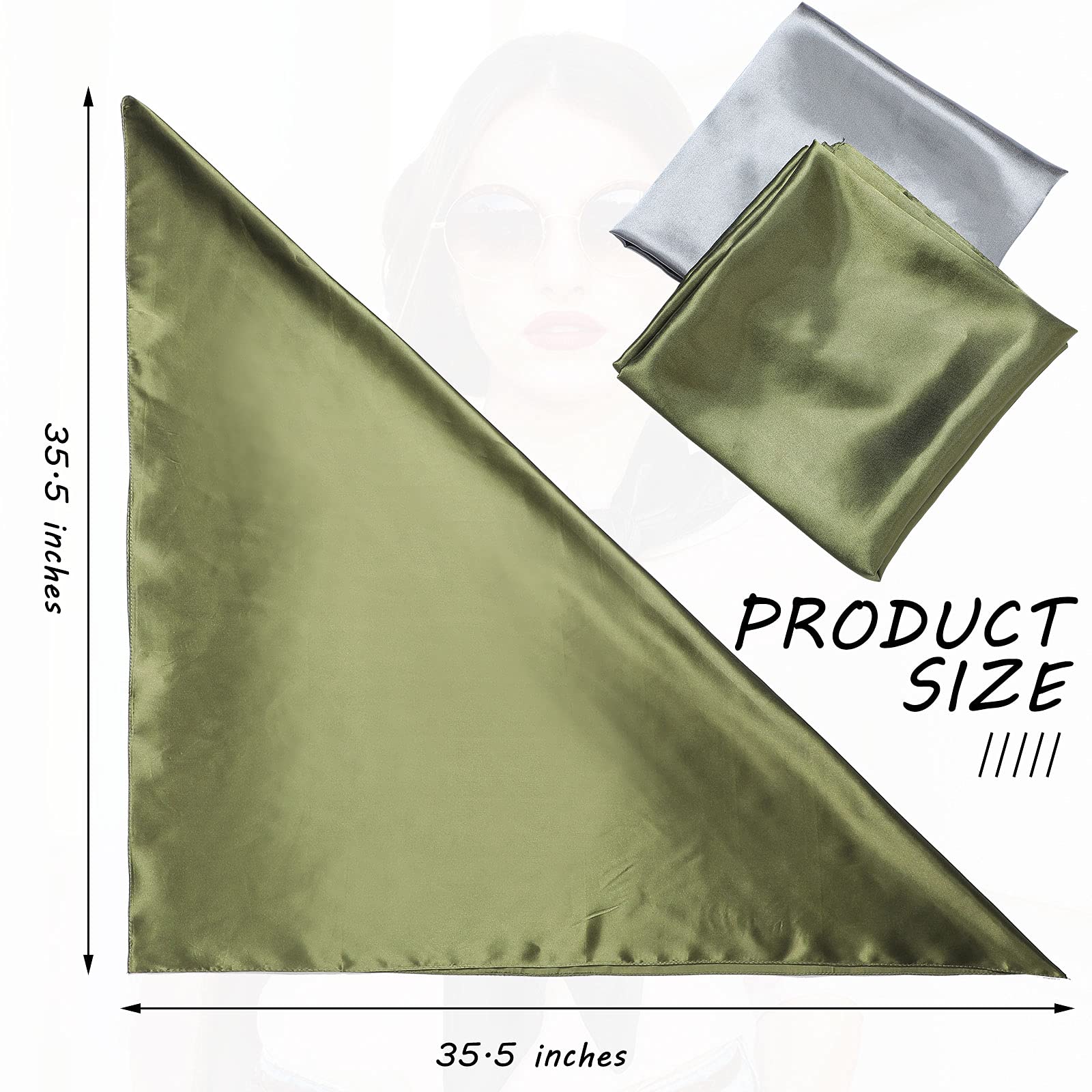 Inch Silky Head Scarf 2 Pcs Large Square Neck Scarf Sleeping Hair Wrapping Sa