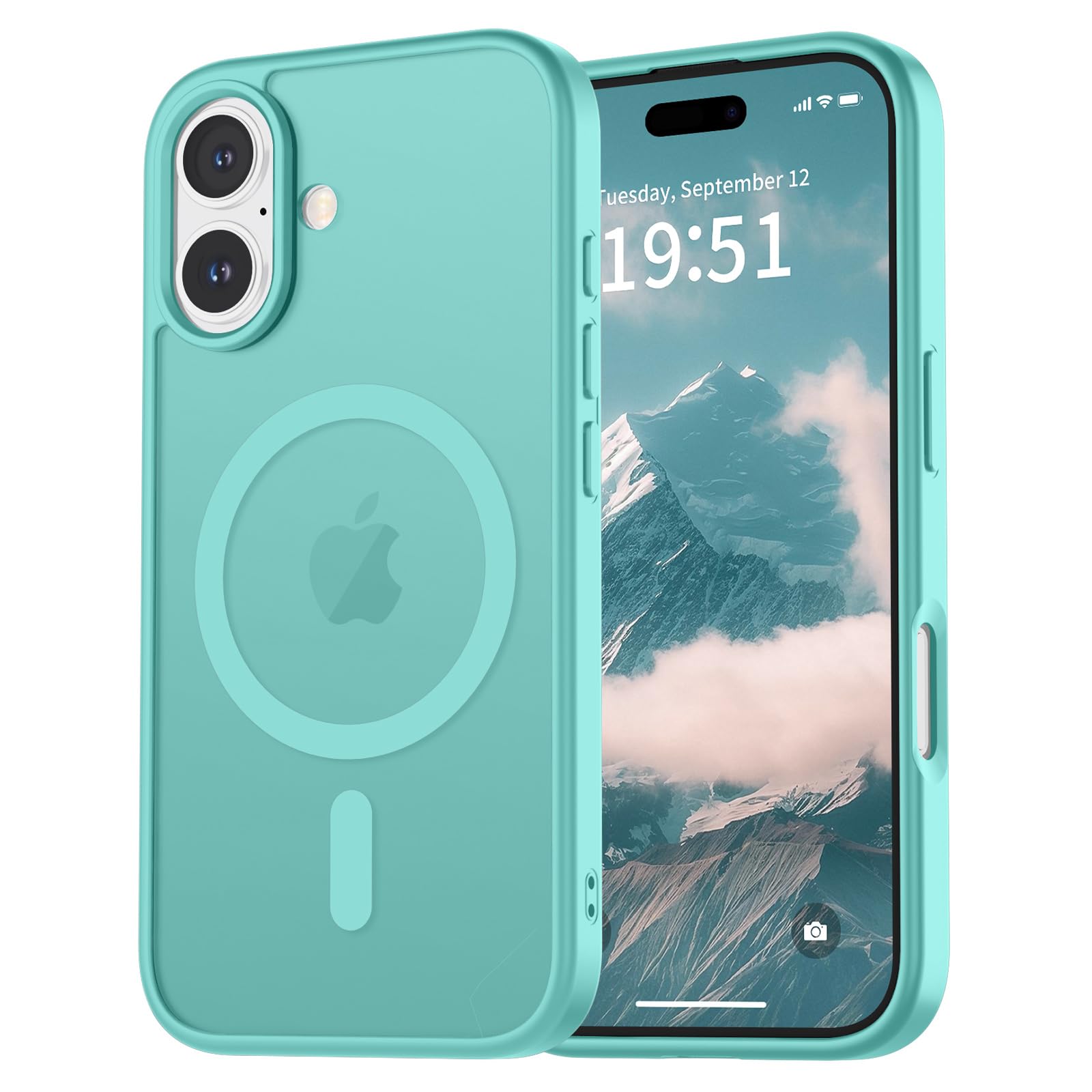 iPhone 16 Case,Magnetic Matte Military Grade Drop Protection Translucent Cel
