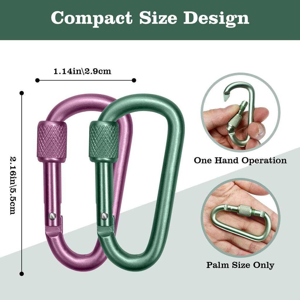 Pack Carabiner, 2 inch D-Ring Locking Carabiner Clip, Snap Hook Sport Accessor