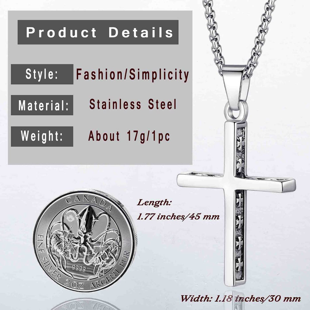 8 Pcs Necklace for Men, Mens Necklaces Jewelry Set, Black and Silver Stainless S