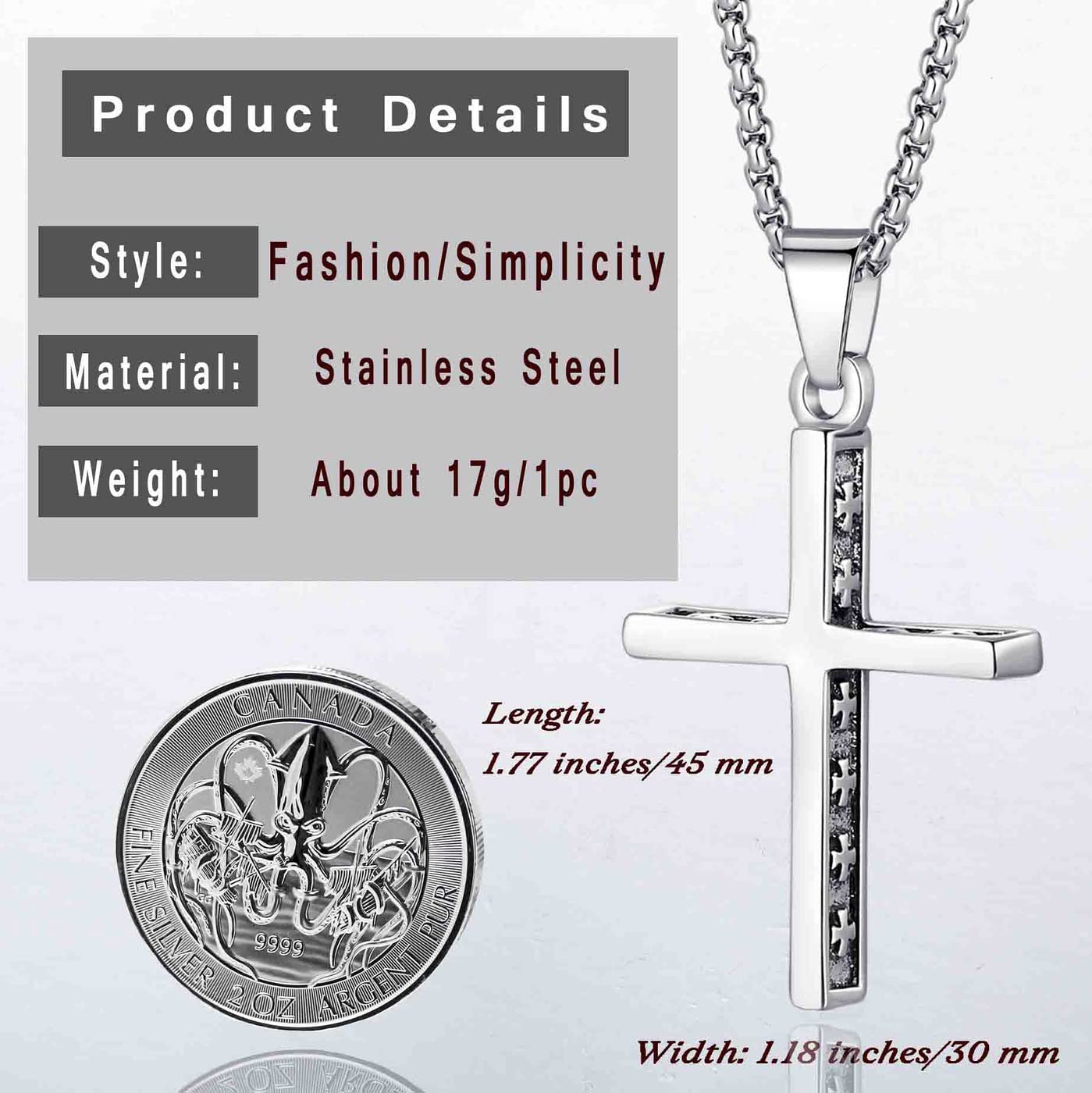 8 Pcs Necklace for Men, Mens Necklaces Jewelry Set, Black and Silver Stainless S