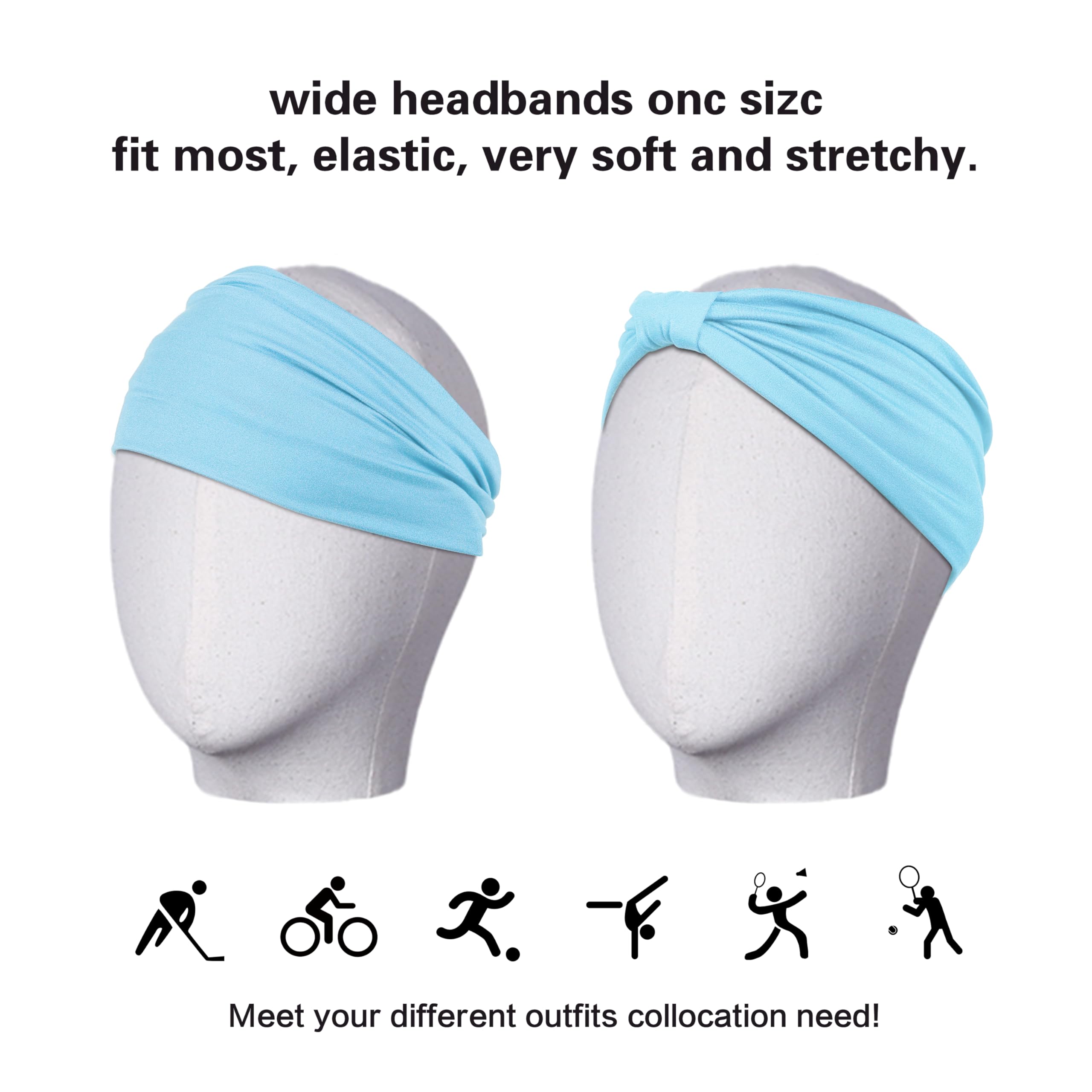 2 Pack Wide Headbands for Women Boho Knotted Non Slip Fashion Hair Bands Yoga Ru