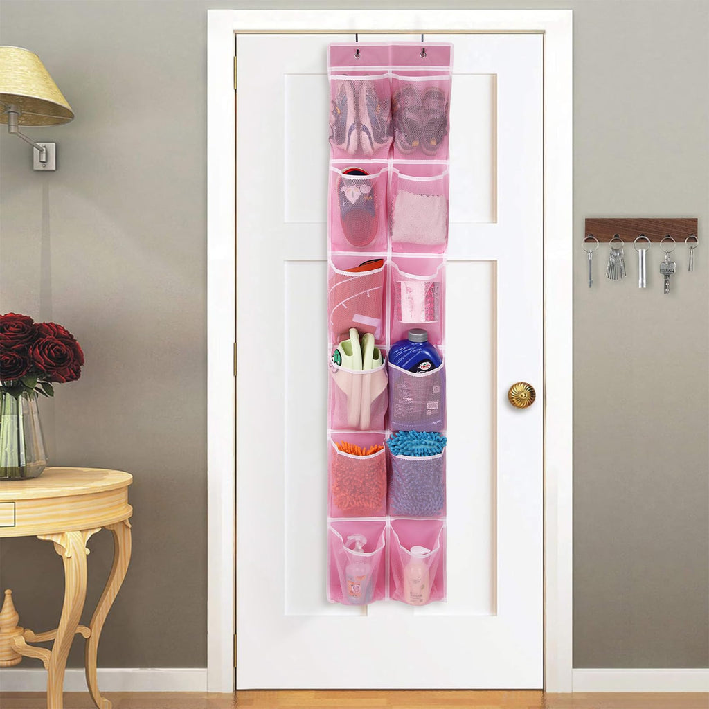 Shoe Organizer 12 Pockets — Hanging Storage Organizer, Pink