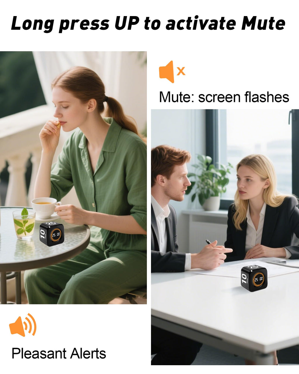 Timer Cube For Productivity — 5/25/10/50 Minutes Preset, Digital Gravity Sensor