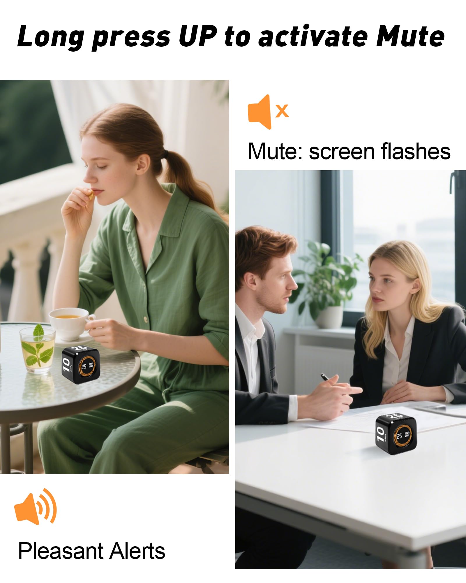 Timer Cube For Productivity — 5/25/10/50 Minutes Preset, Digital Gravity Sensor