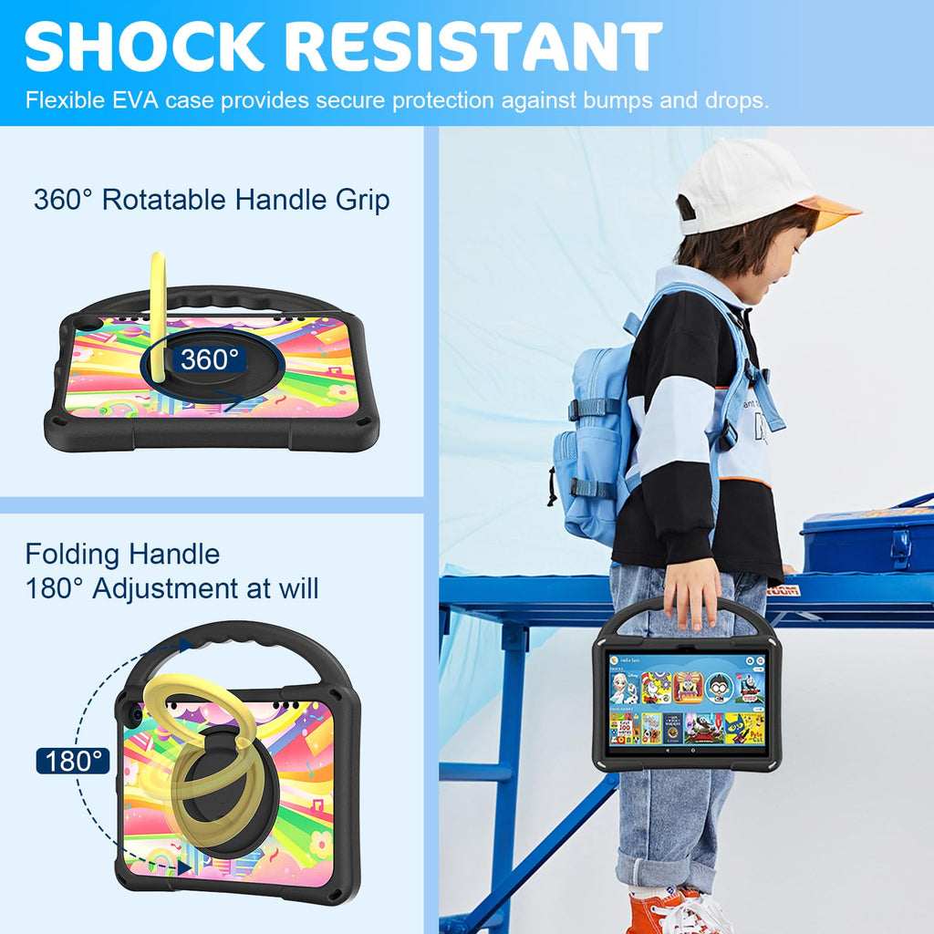 HD 8 Tablet Case for Kids (12th/10th Generation,2024/2022 Release) Ubearkk Rotat