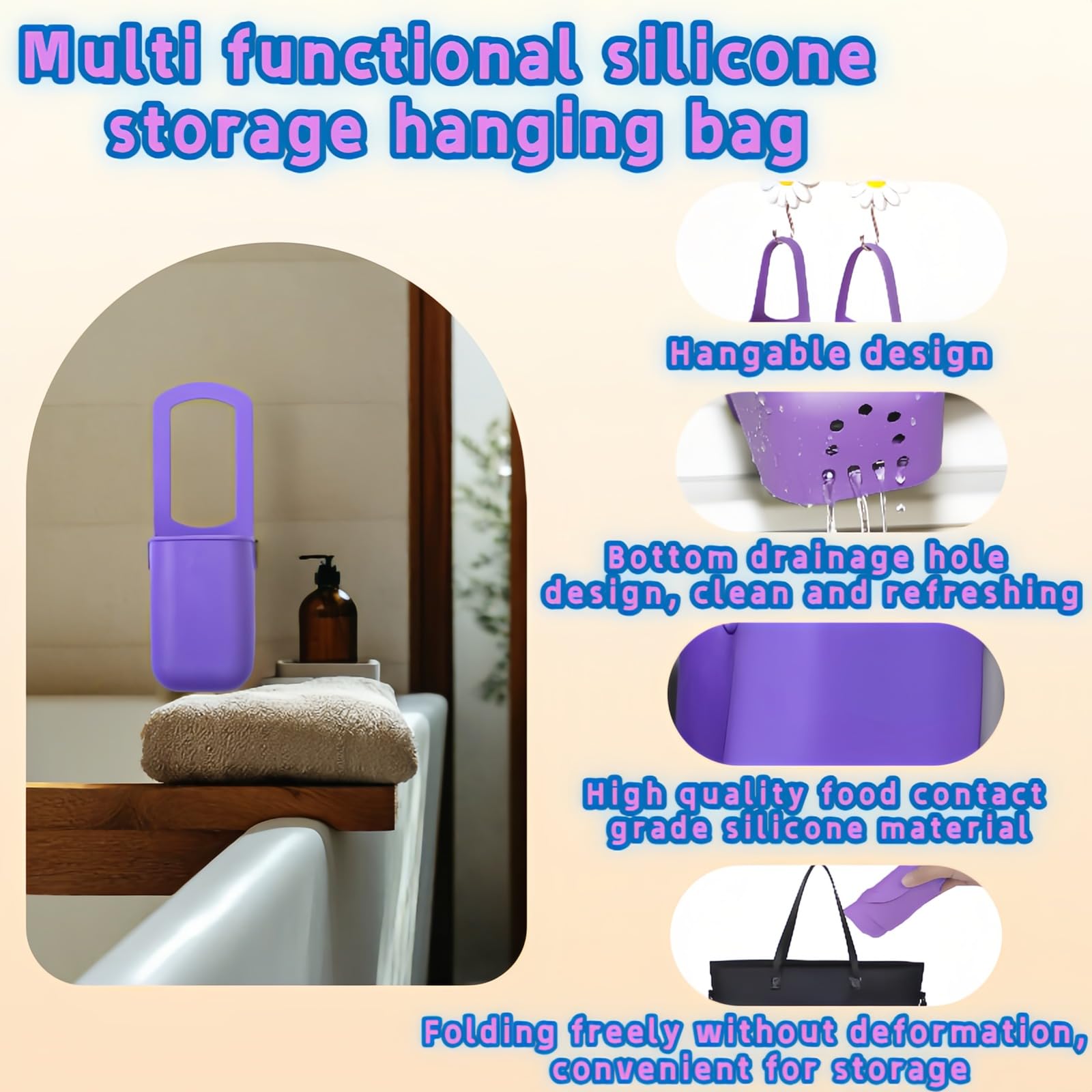 Foldable Silicone Cup Holder Dual-Open Design fits Most Bottles&Cups.Leak-Proof,